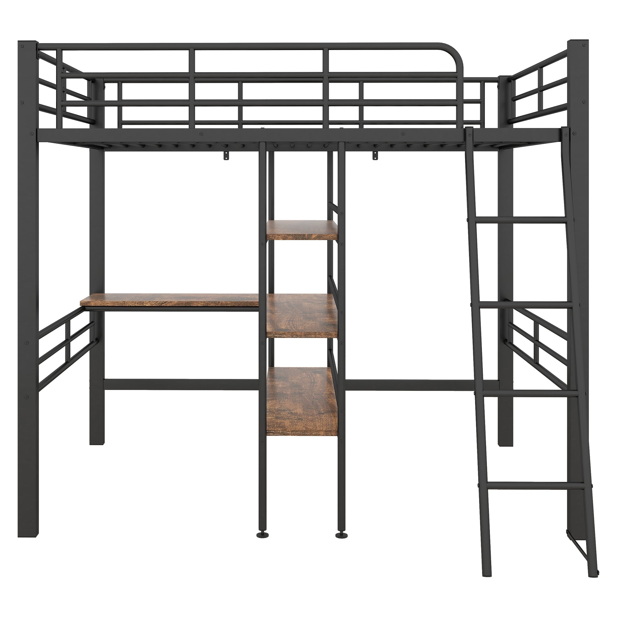 Logidon hoogslaper 90x200 cm met bureau, metalen frame zwart
