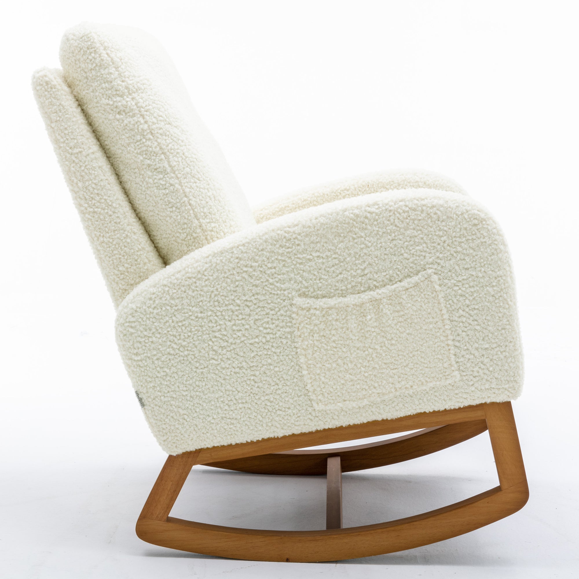 Logidon Fluwelen Witte Schommelstoel Mid Century Modern Gestoffeerd