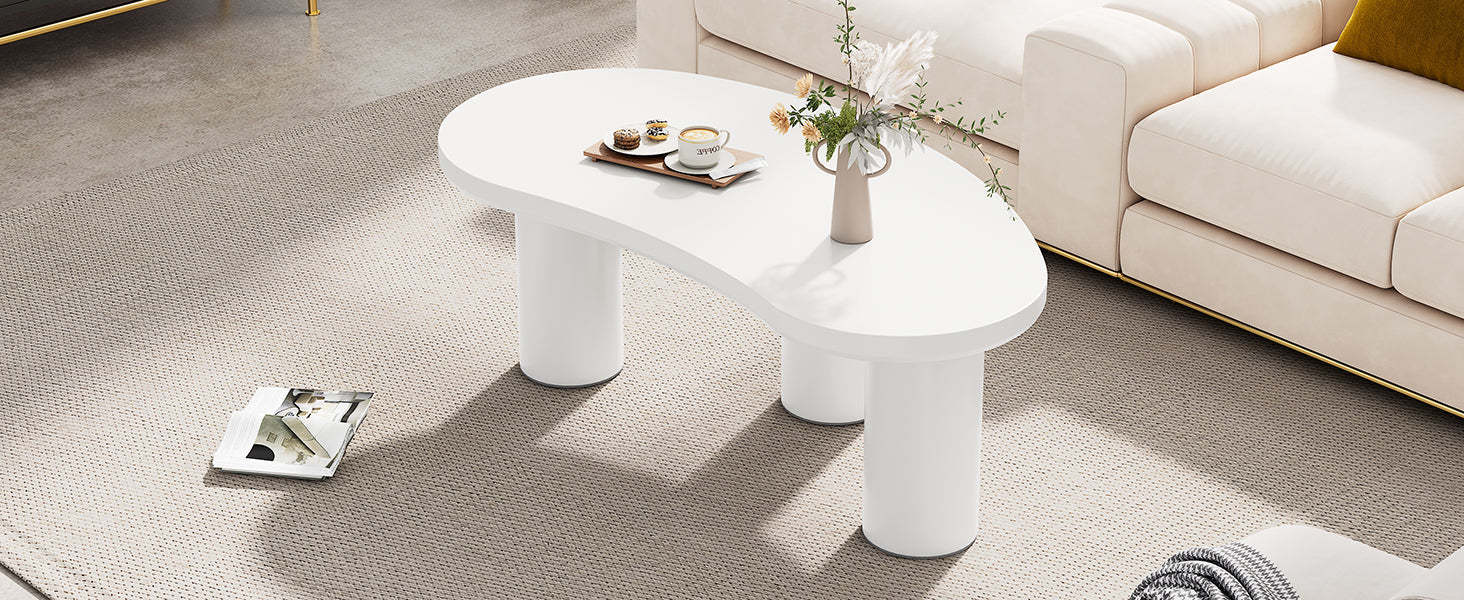 Logidon Witte halve maan salontafel 107x57x40,5 cm MDF en PVC