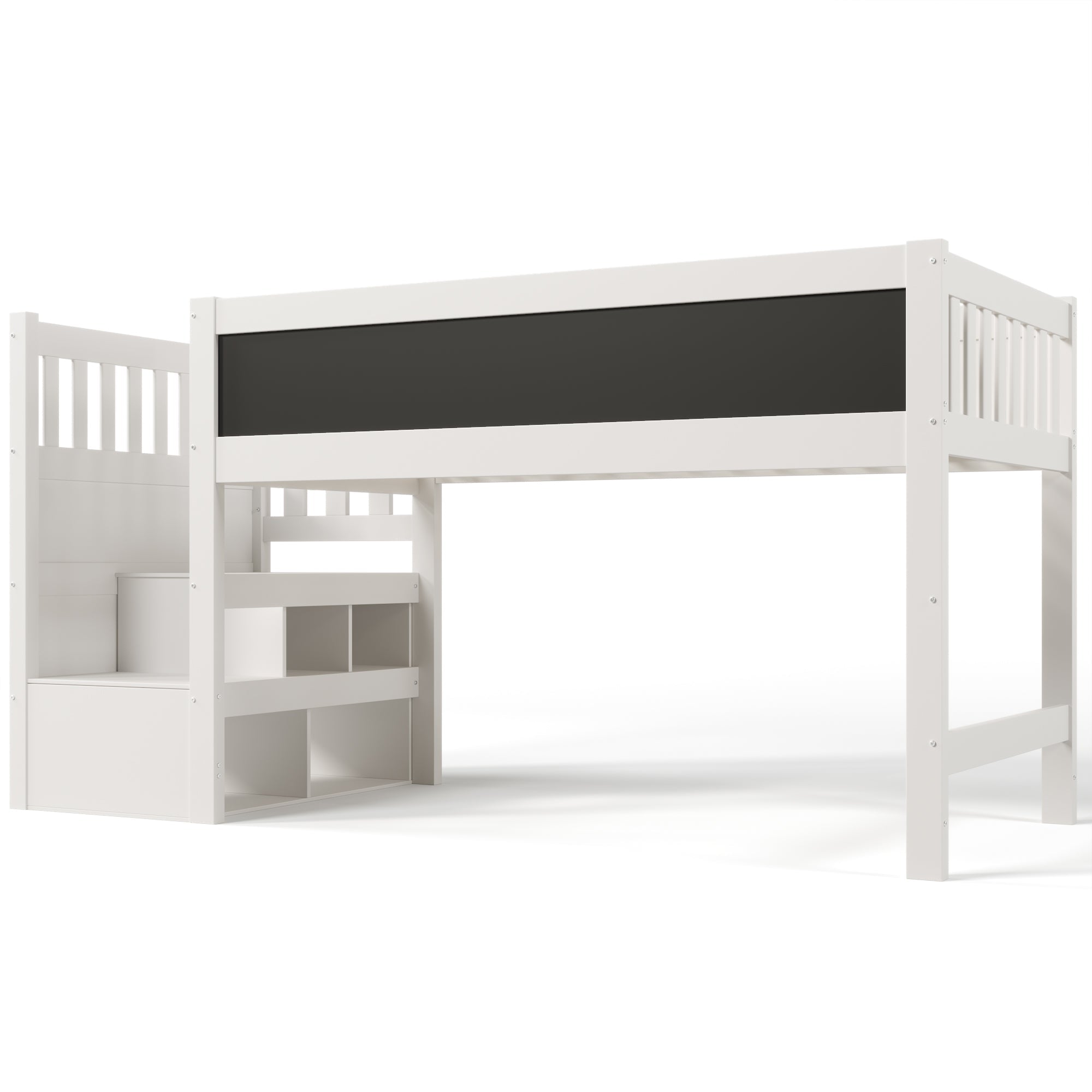 Logidon hoogslaper 90x200 kinderbed met whiteboard wit