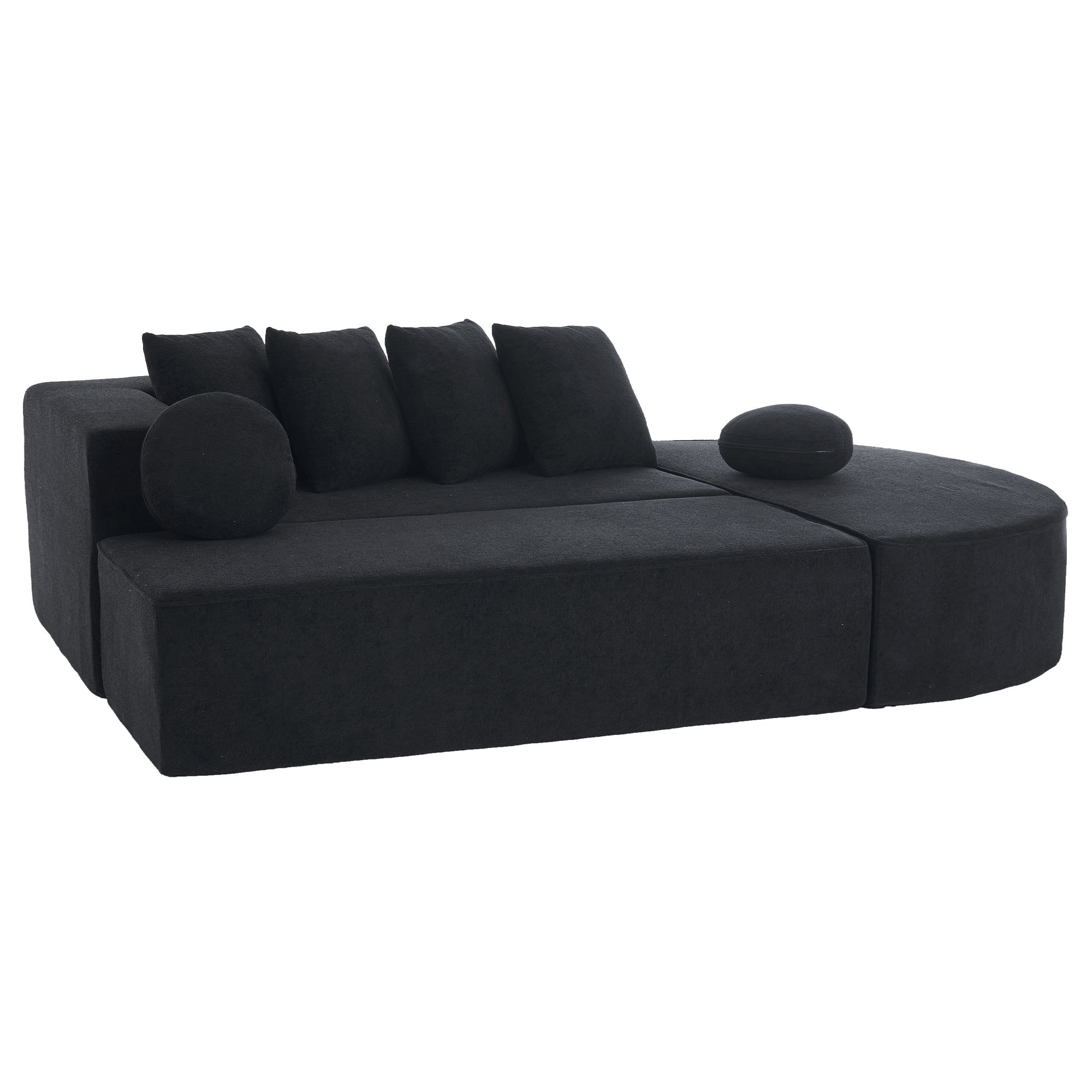Logidon Cloud Bench Velvet Zwart Modulaire 5-zitsbank