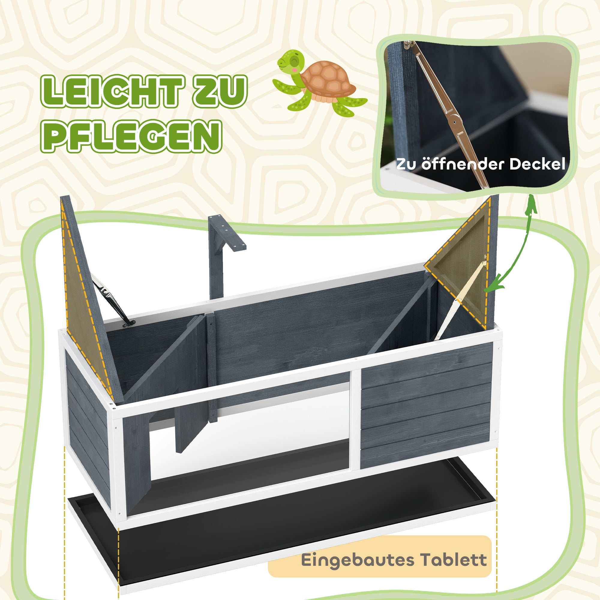 Logidon Schildpaddenhuis Hout Grijs 120x50x40 cm Twee hoofdhuizen