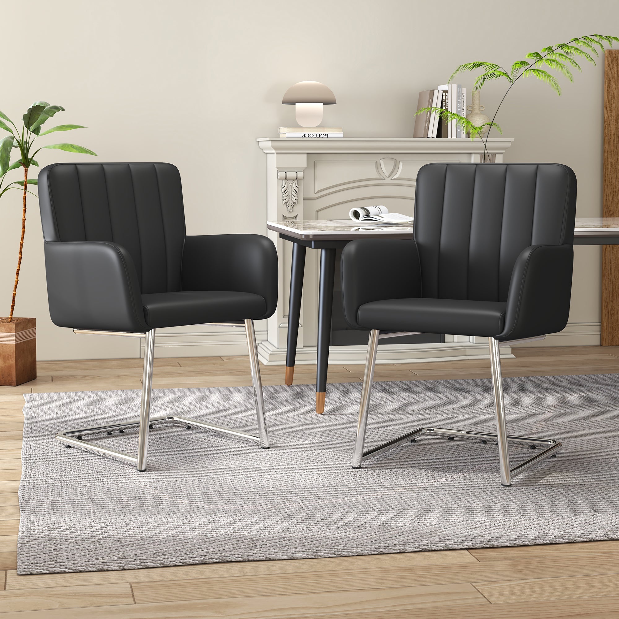 Logidon Set van 4 eetkamerstoelen kunstleer zwart Z-design