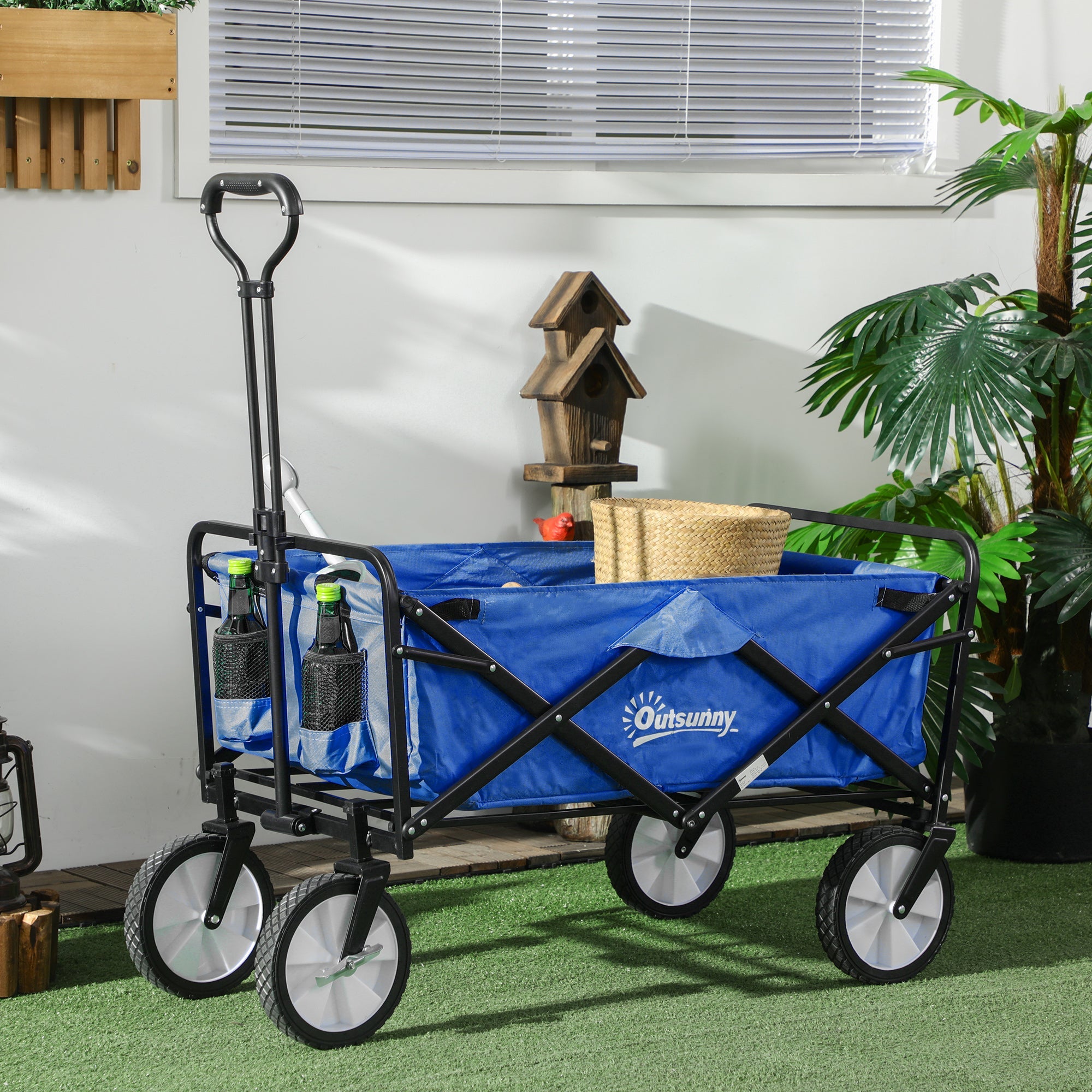 Logidon opvouwbare bolderkar 360 graden blauw stalen frame 93x49x100 cm