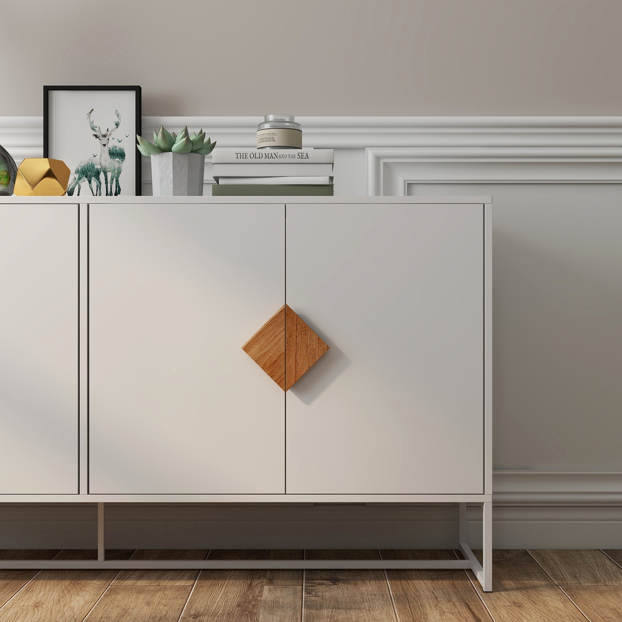 Logidon Wit Dressoir 160 cm met 4 deuren en dubbele opbergruimte