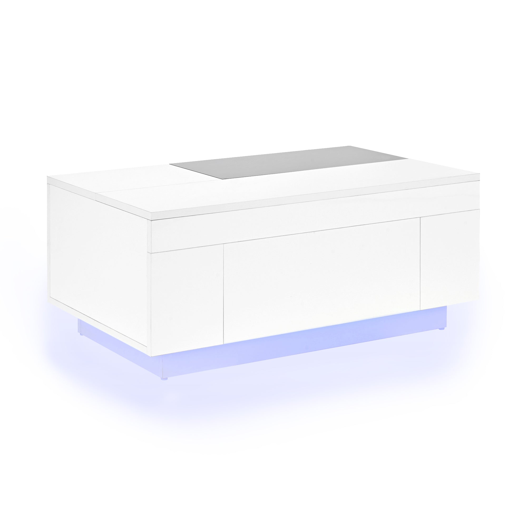 Logidon hoogglans salontafel met LED verlichting uitschuifbaar 80x50 wit
