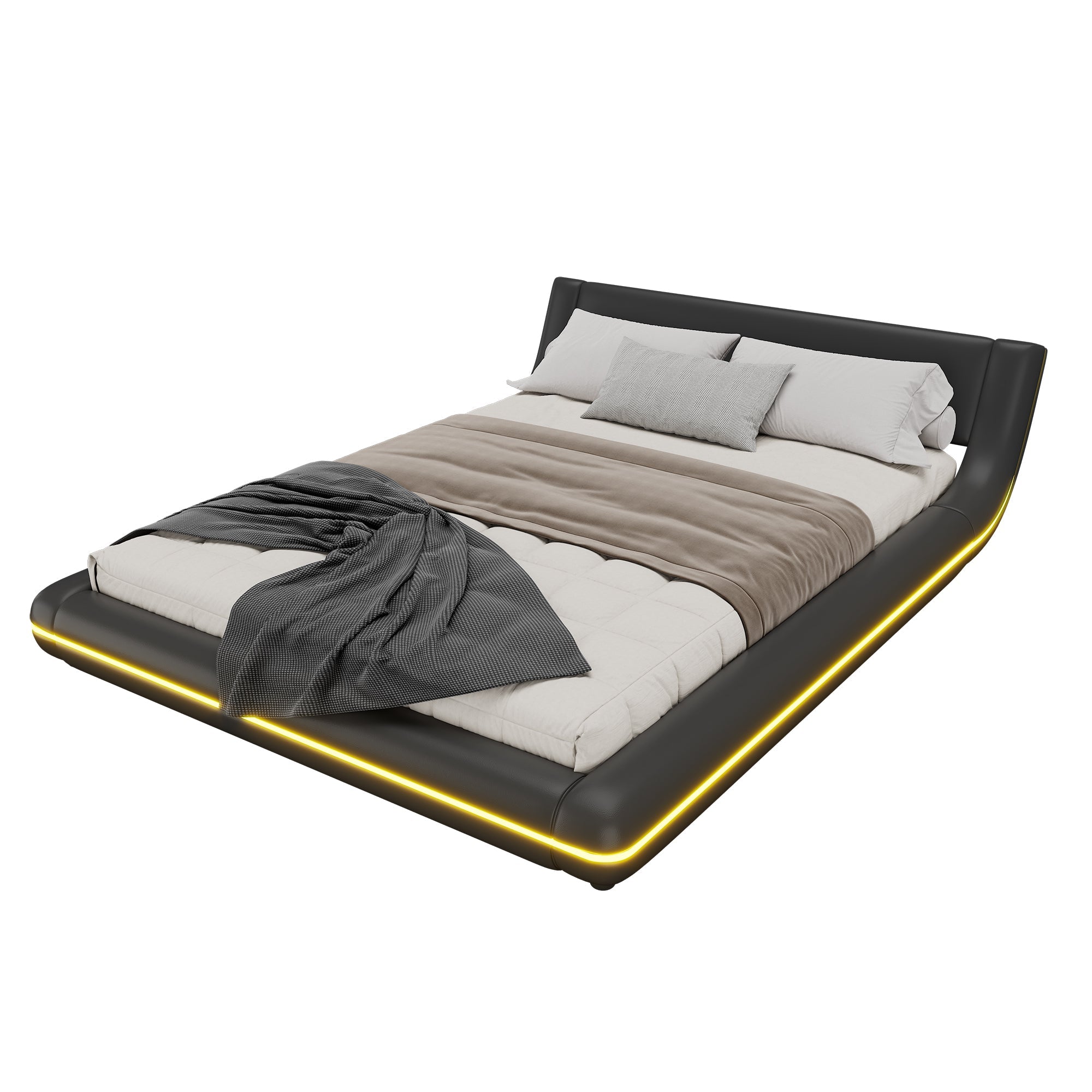 Logidon plat bed 140x200 cm kunstleer zwarte LED-verlichting