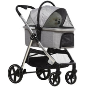 Logidon Hondenbuggy 2-in-1 Opvouwbaar met remmen Gaasraam Lichtgrijs