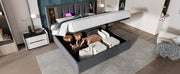 Logidon tweepersoonsbed 140x200cm met draadloos opladen USB C grijs