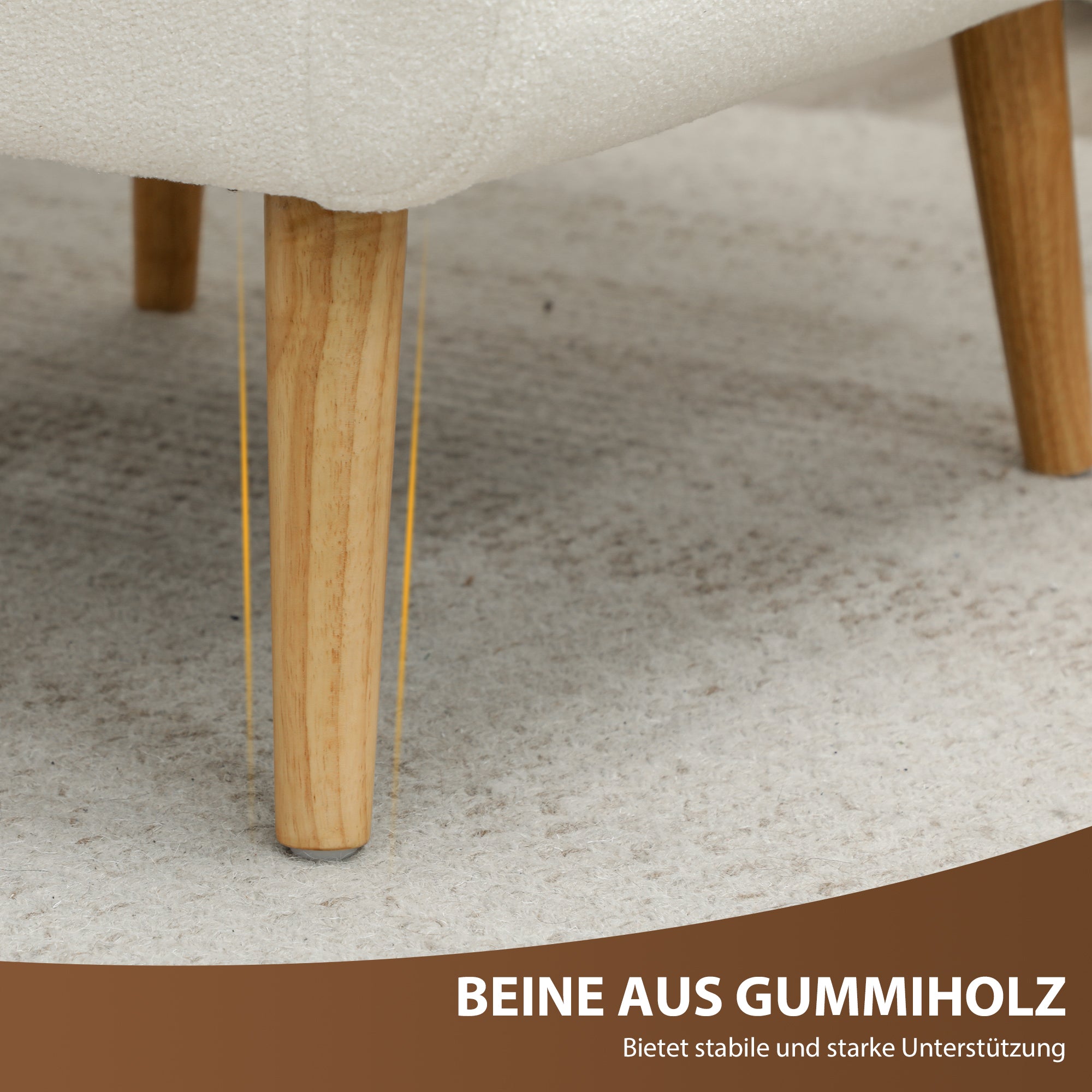 Logidon teddyfleece relaxstoel wit getuft, houten poten breedte 75 cm