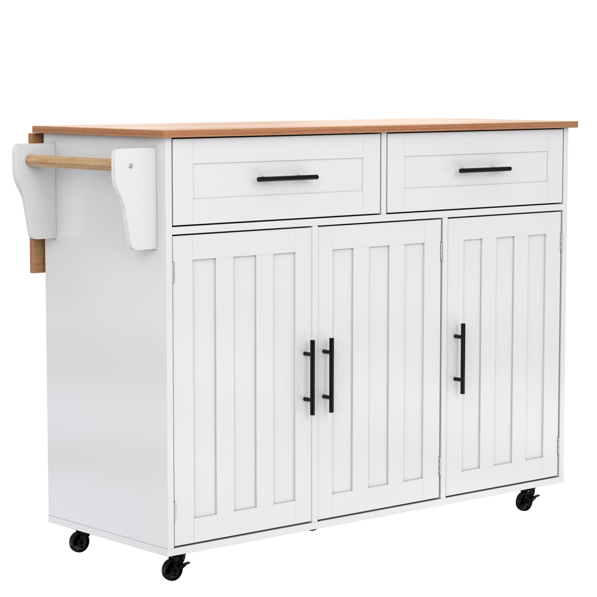Logidon kitchen trolley solid wood worktop folding top white