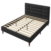 Logidon gestoffeerd bed 140x200 cm zwart linnen met hoofdeinde