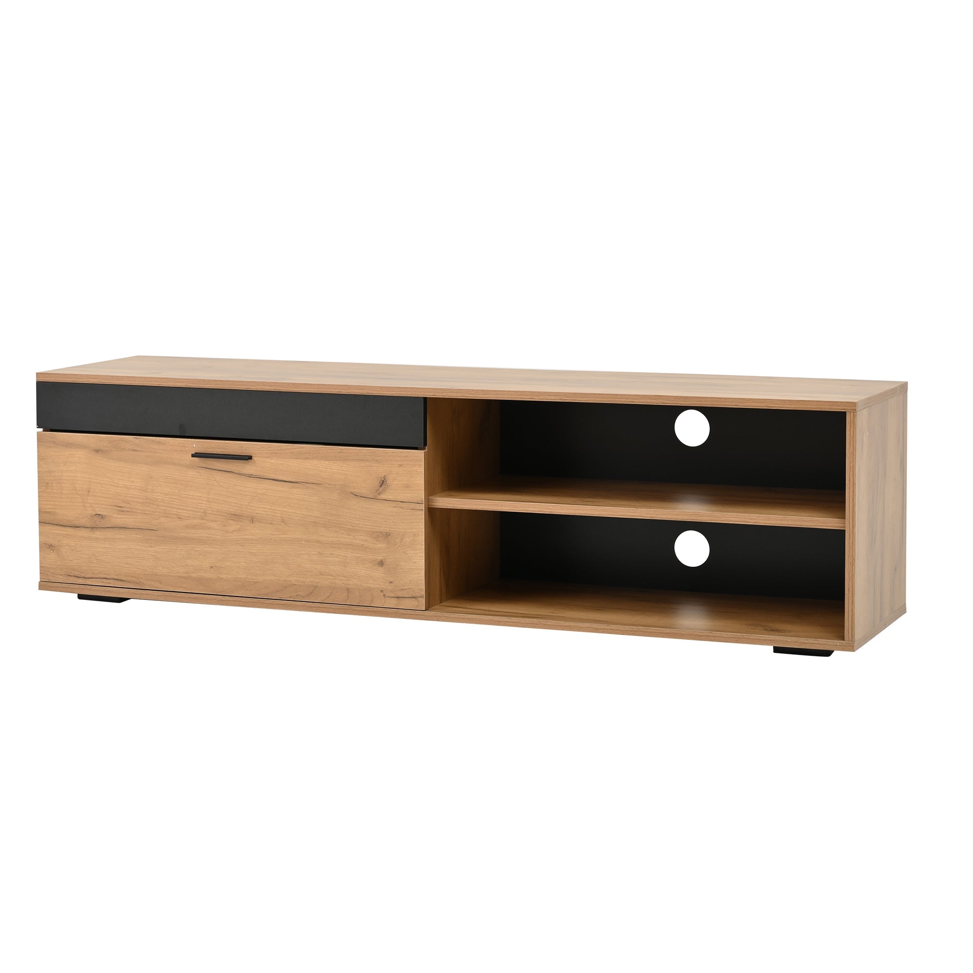 Logidon TV wandmeubelset 140 cm driedelig hout zwart