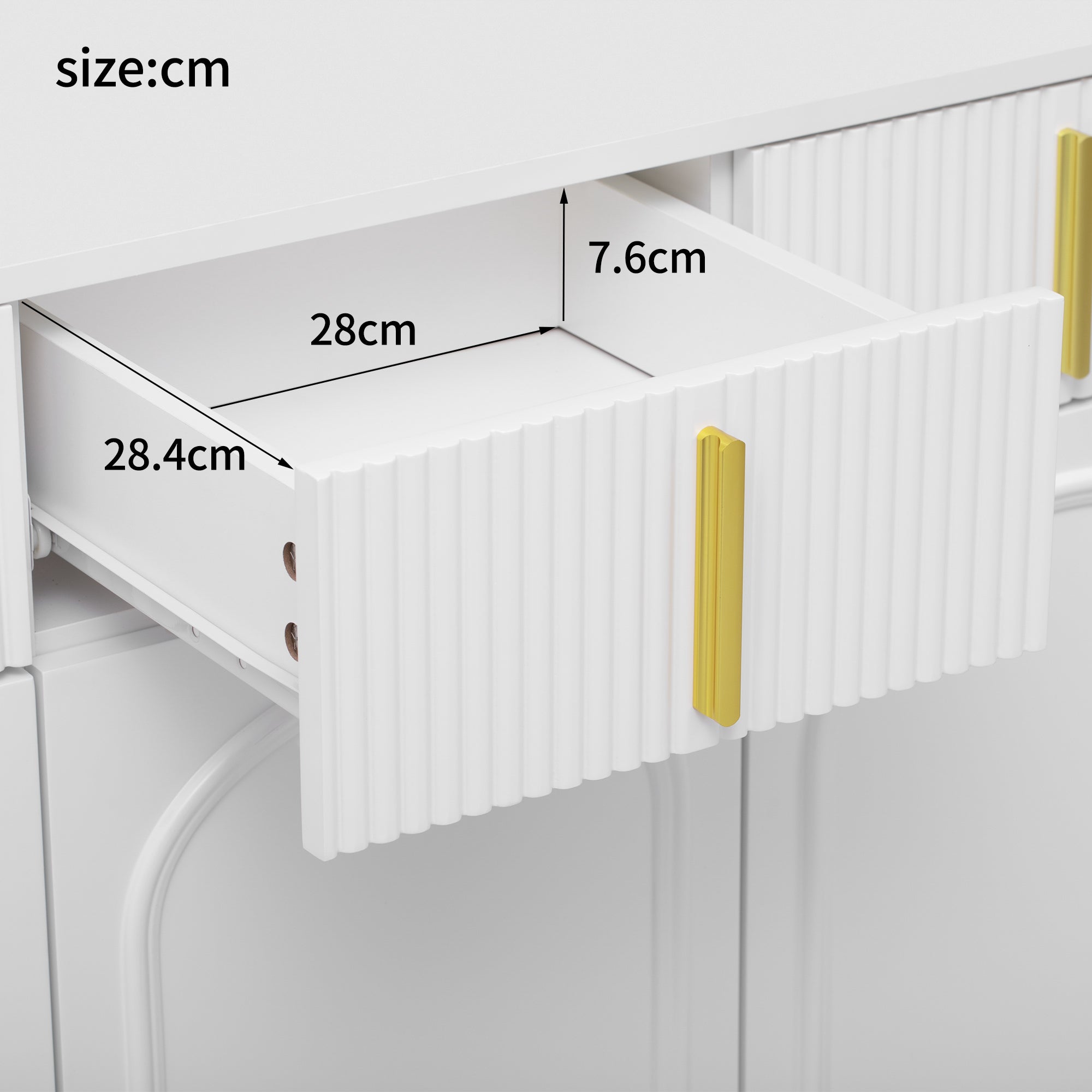 Logidon dressoir wit met gouden handgrepen en poten, 4 deuren