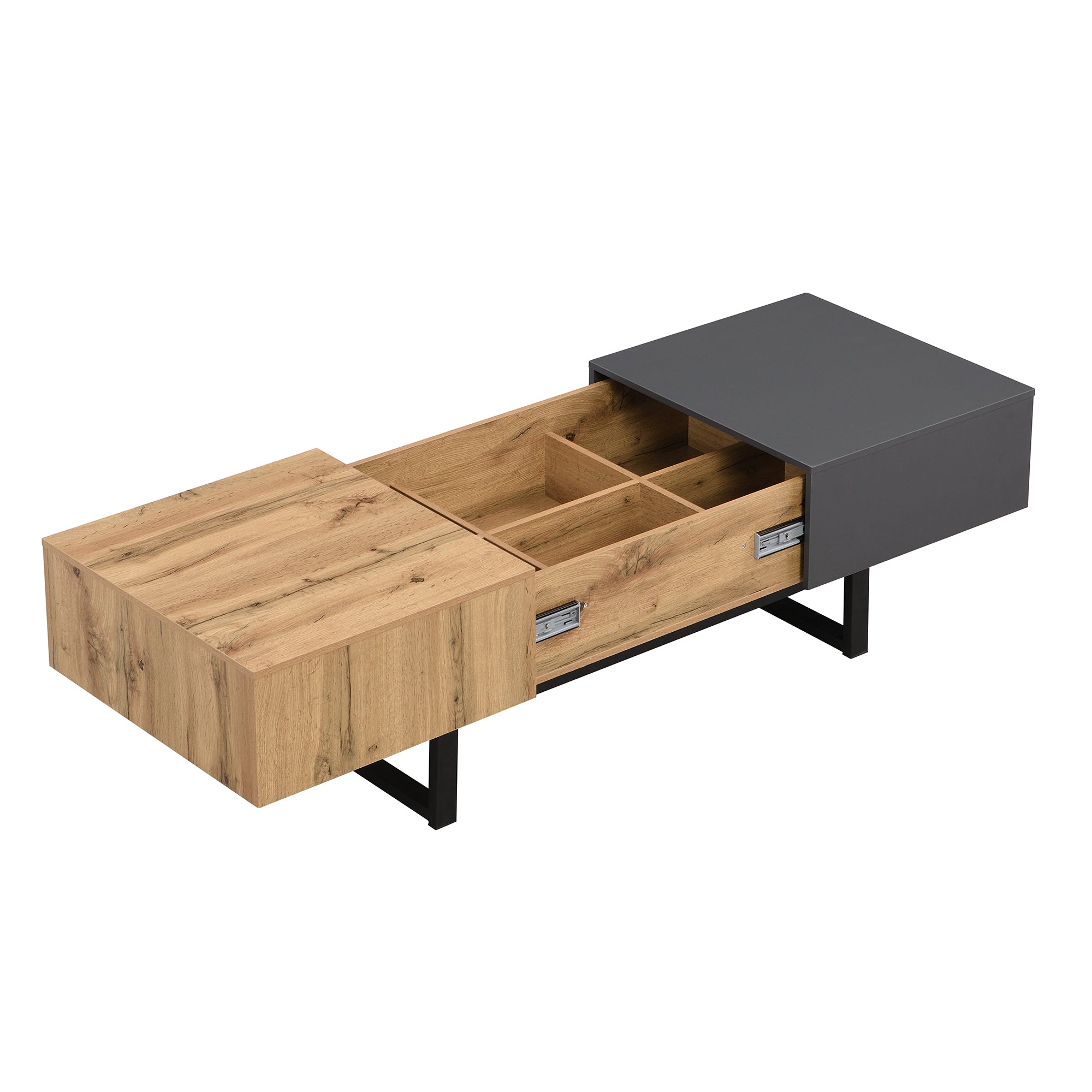 Logidon Salontafel met verschuifbare opbergruimte 155x55x22 cm