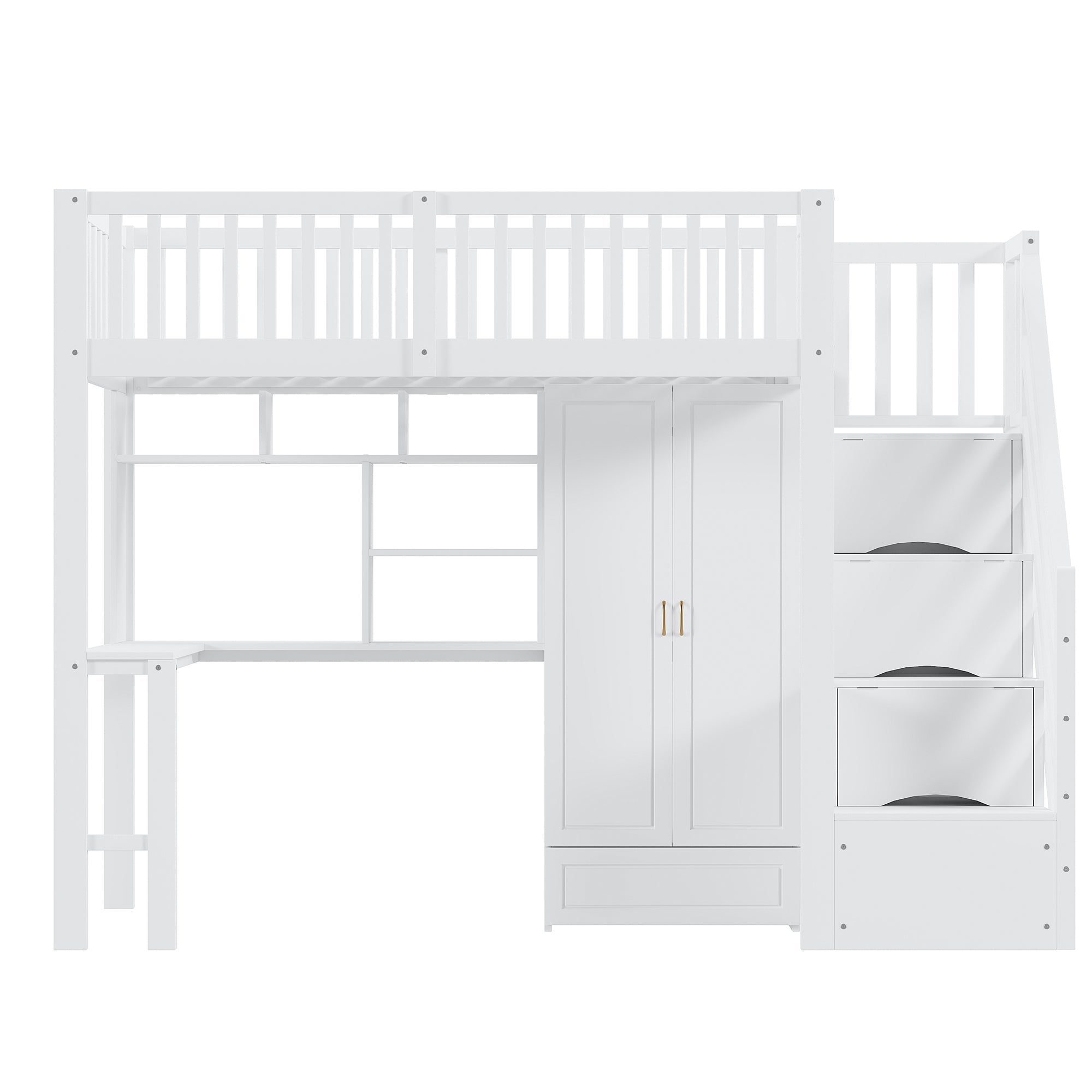 Logidon hoogslaper 90x200 wit met grote kledingkast en tafel