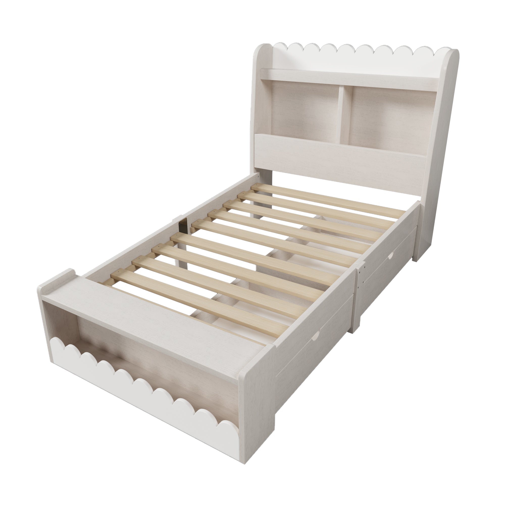 Logidon kinderbed 90x200 wit eiken opberglades