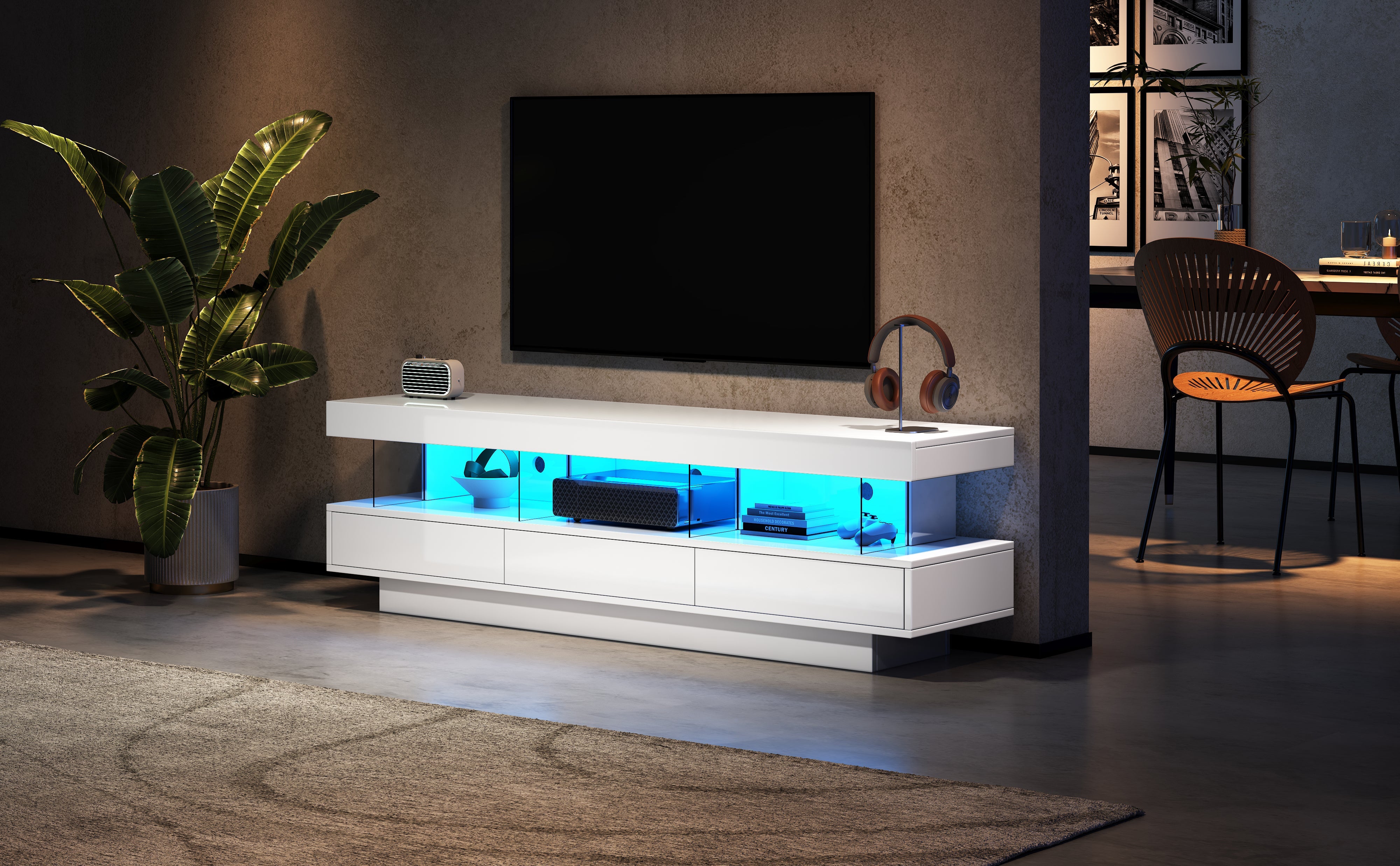 Logidon wit hoogglans TV-meubel 160 x 38 x 50,5 cm LED-verlichting