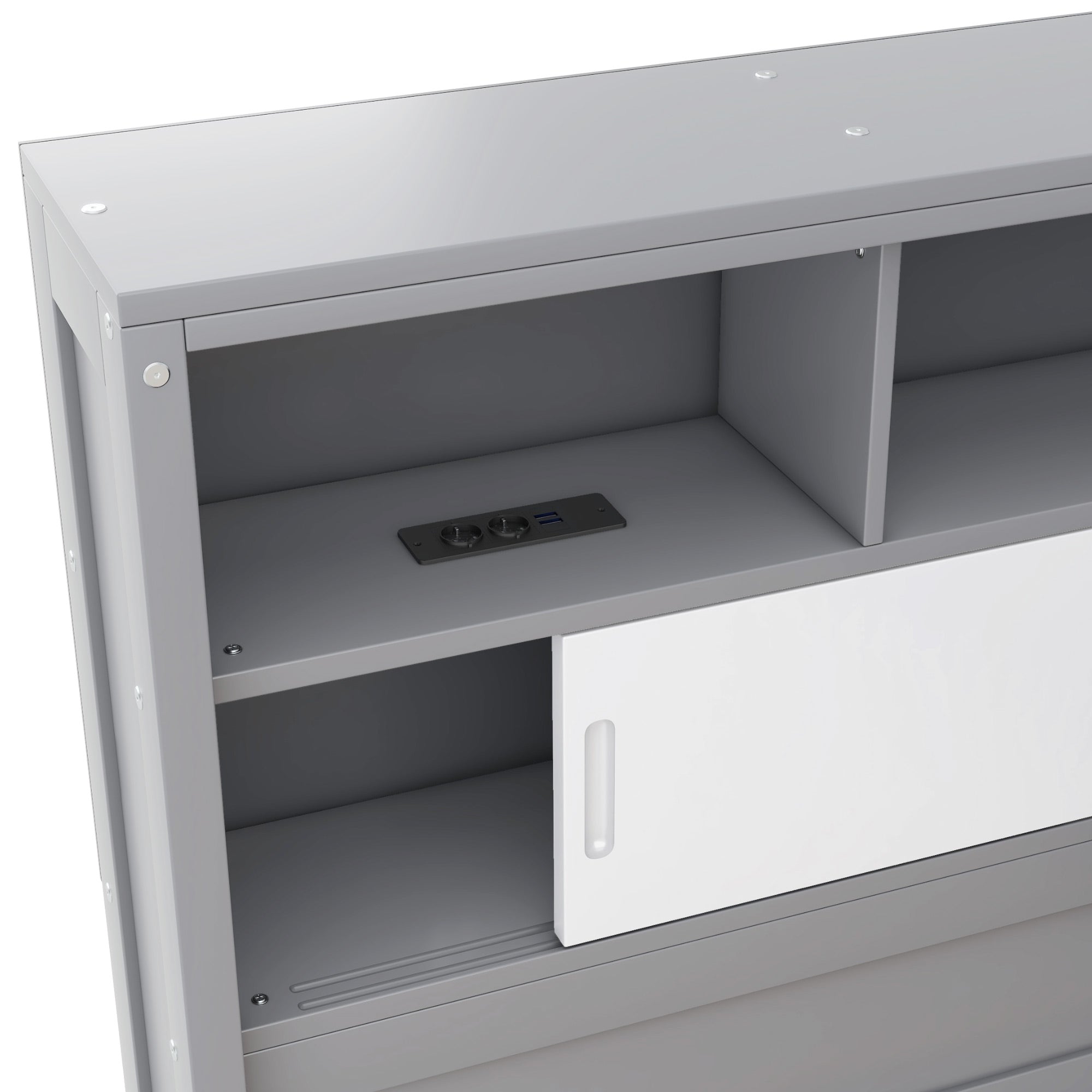 Logidon daybed 90x200 cm grijs met uitschuifbaar bed USB opbergvak