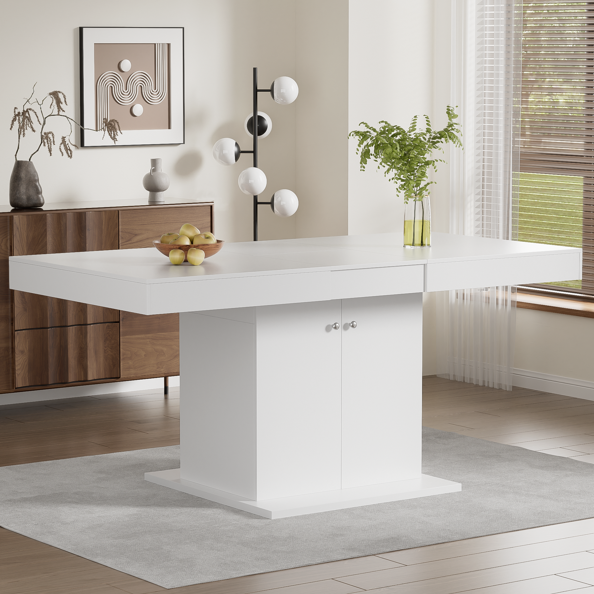 Logidon uitschuifbare eettafel L140/180 cm wit met opbergruimte