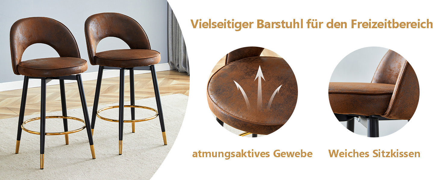Logidon 360° draaibare barstoel bruin technologie stof set van 2