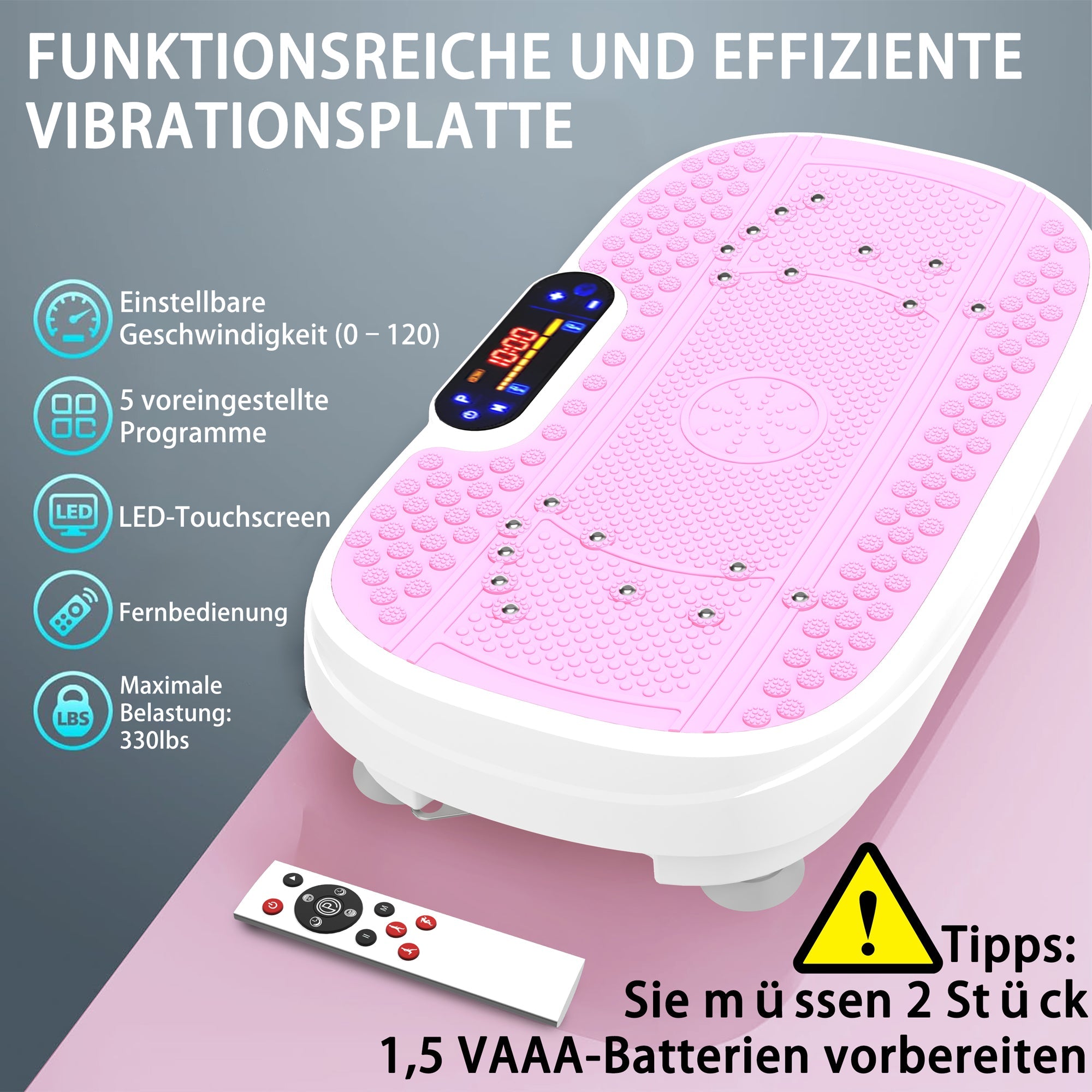 Logidon Vibration Plate Pink Full Body Fitness With Resistance Bands