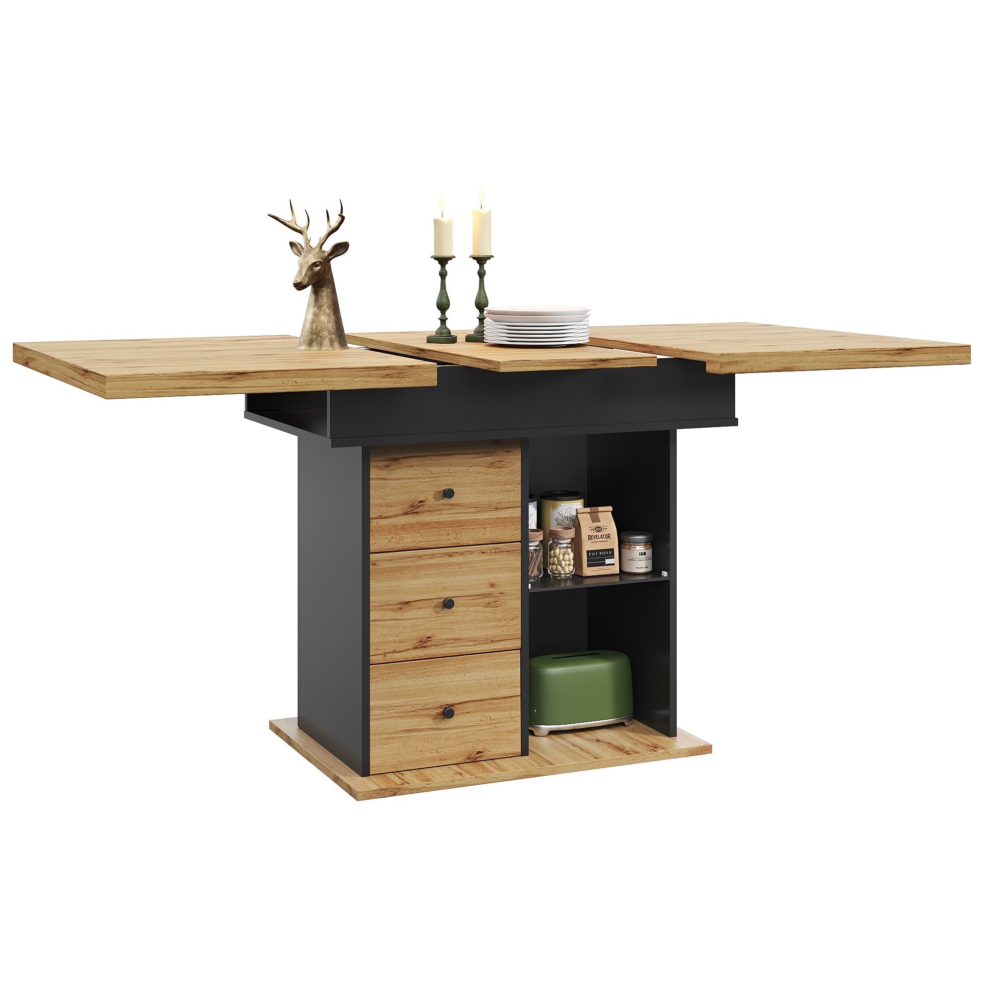 Logidon eettafel telescopisch uitschuifbaar 110-140×80 cm met LED verlichting