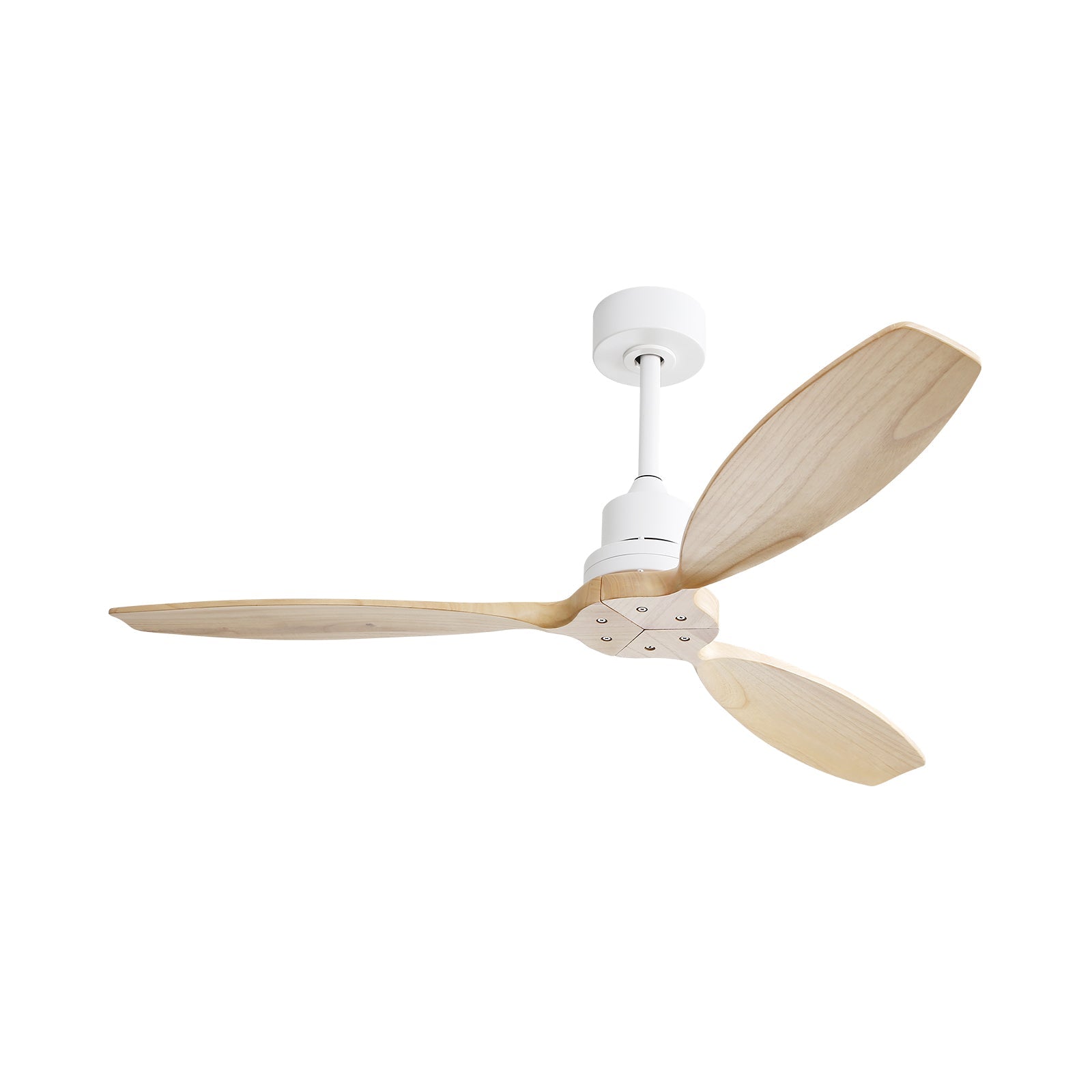 Logidon Plafondventilator 52 Inch Houten Bladen Zonder Verlichting, Wit