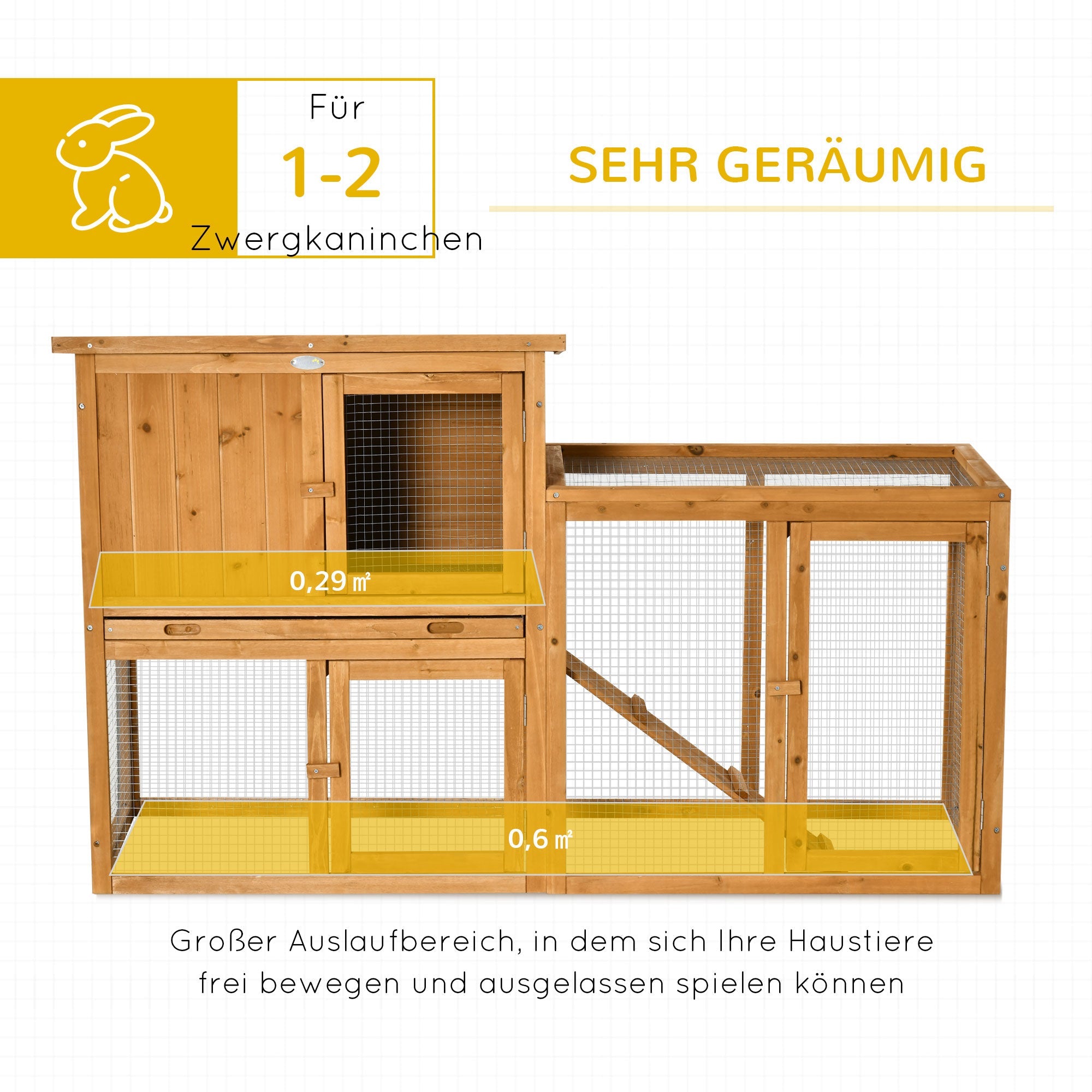 Logidon Konijnenhok 141x60x86 cm Hout Oranje Buiten en Binnen