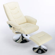 Logidon massagestoel met PU bekleding en voetenbank beige 5-punts massage
