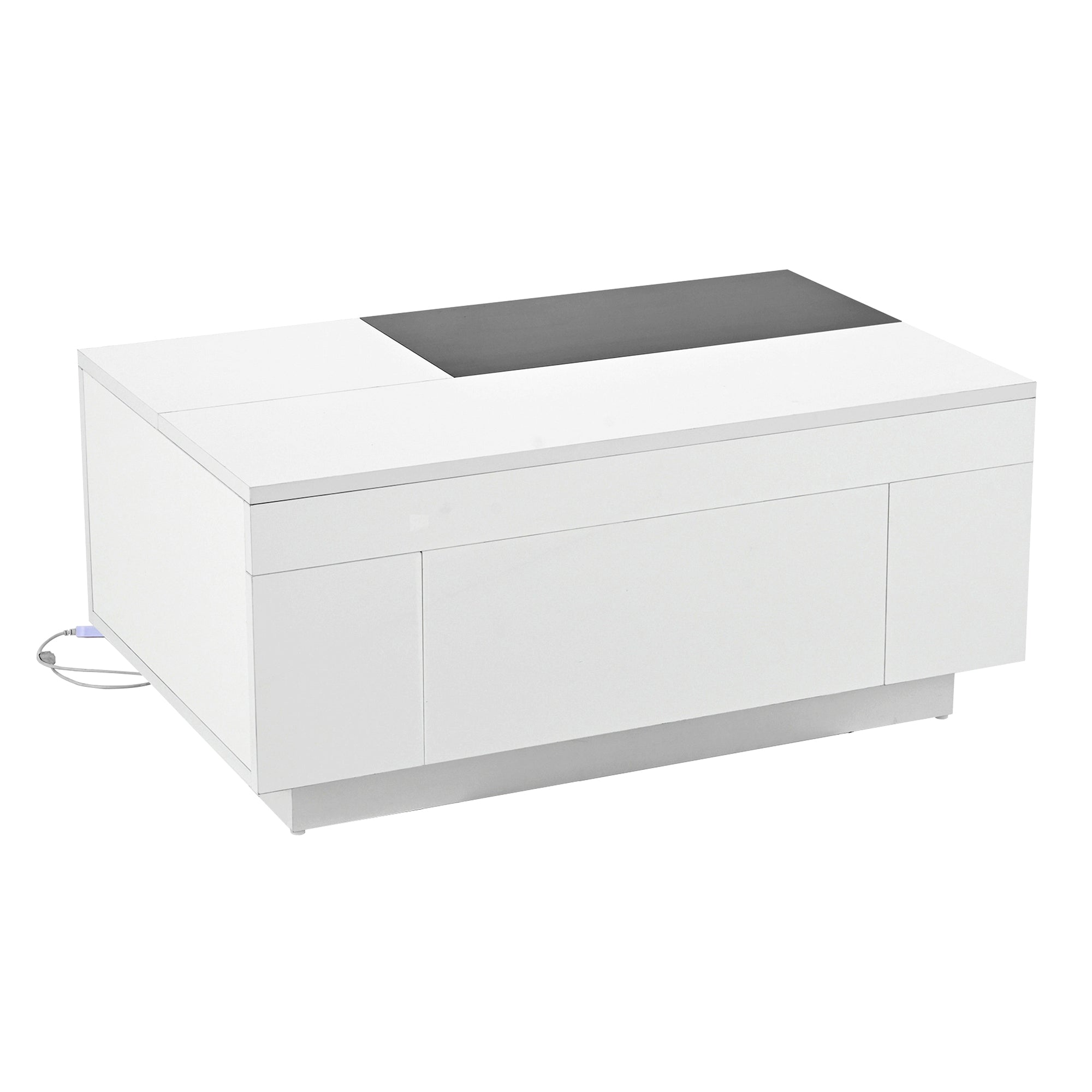 Logidon hoogglans salontafel met LED verlichting uitschuifbaar 80x50 wit