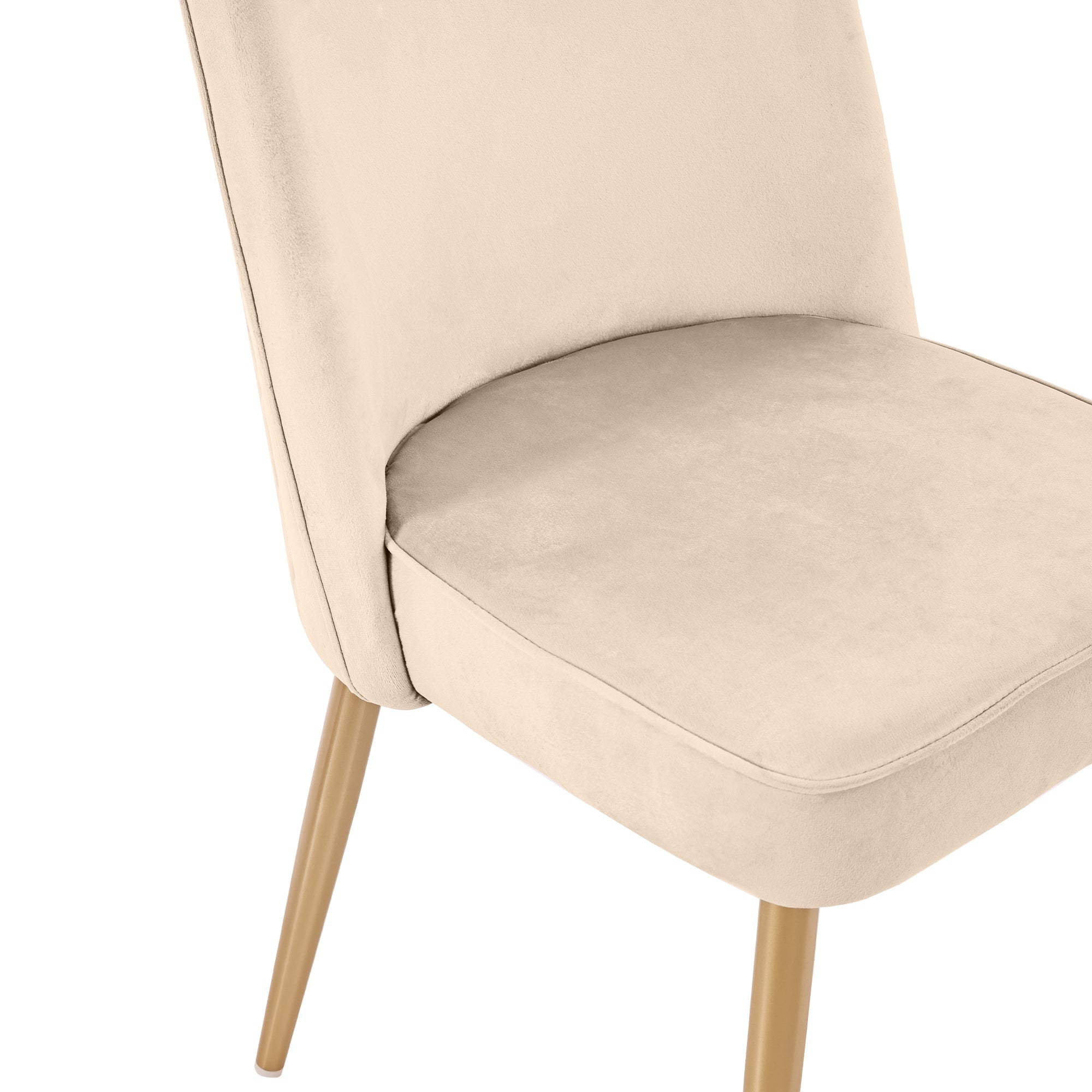 Logidon Set van 4 eetkamerstoelen beige fluweel gouden poten