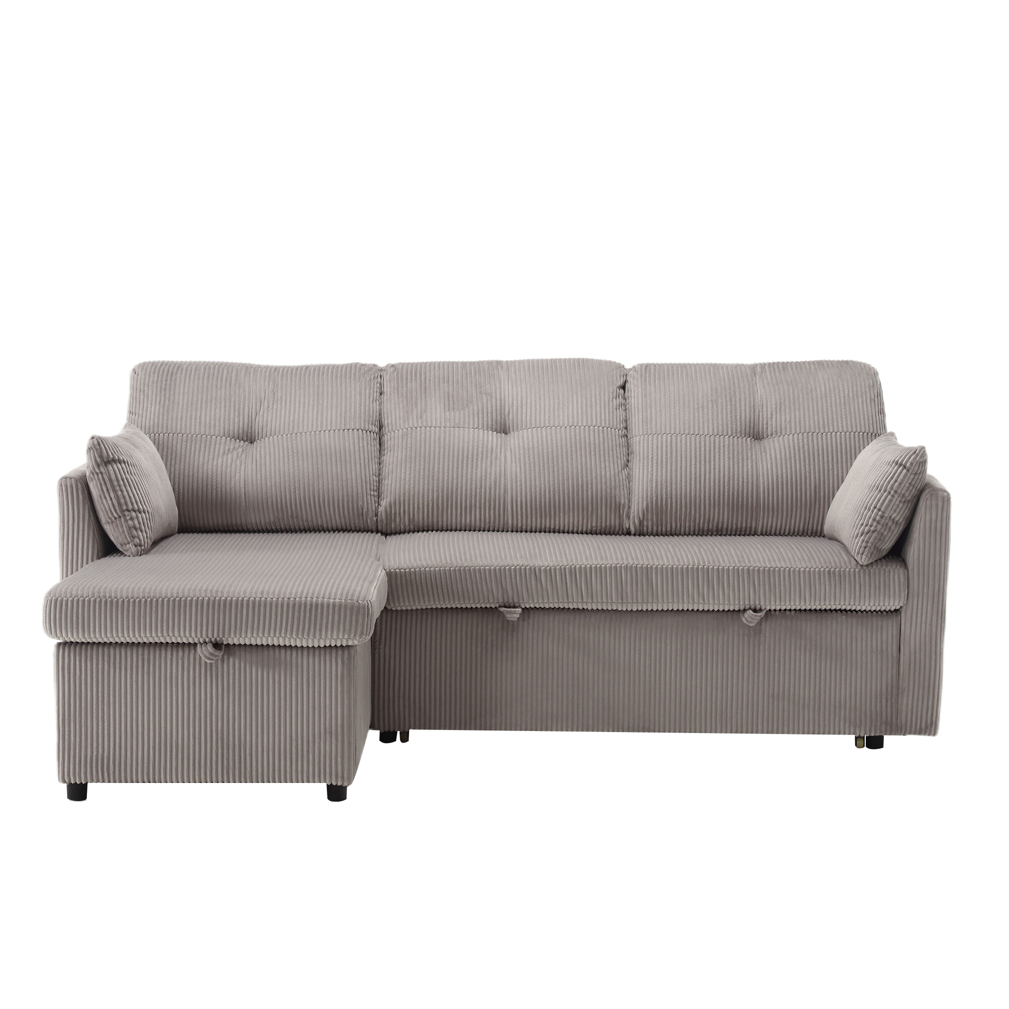 Logidon Modulaire Hoekbank Fluweel Donkergrijs Met Uitschuifbaar Bed