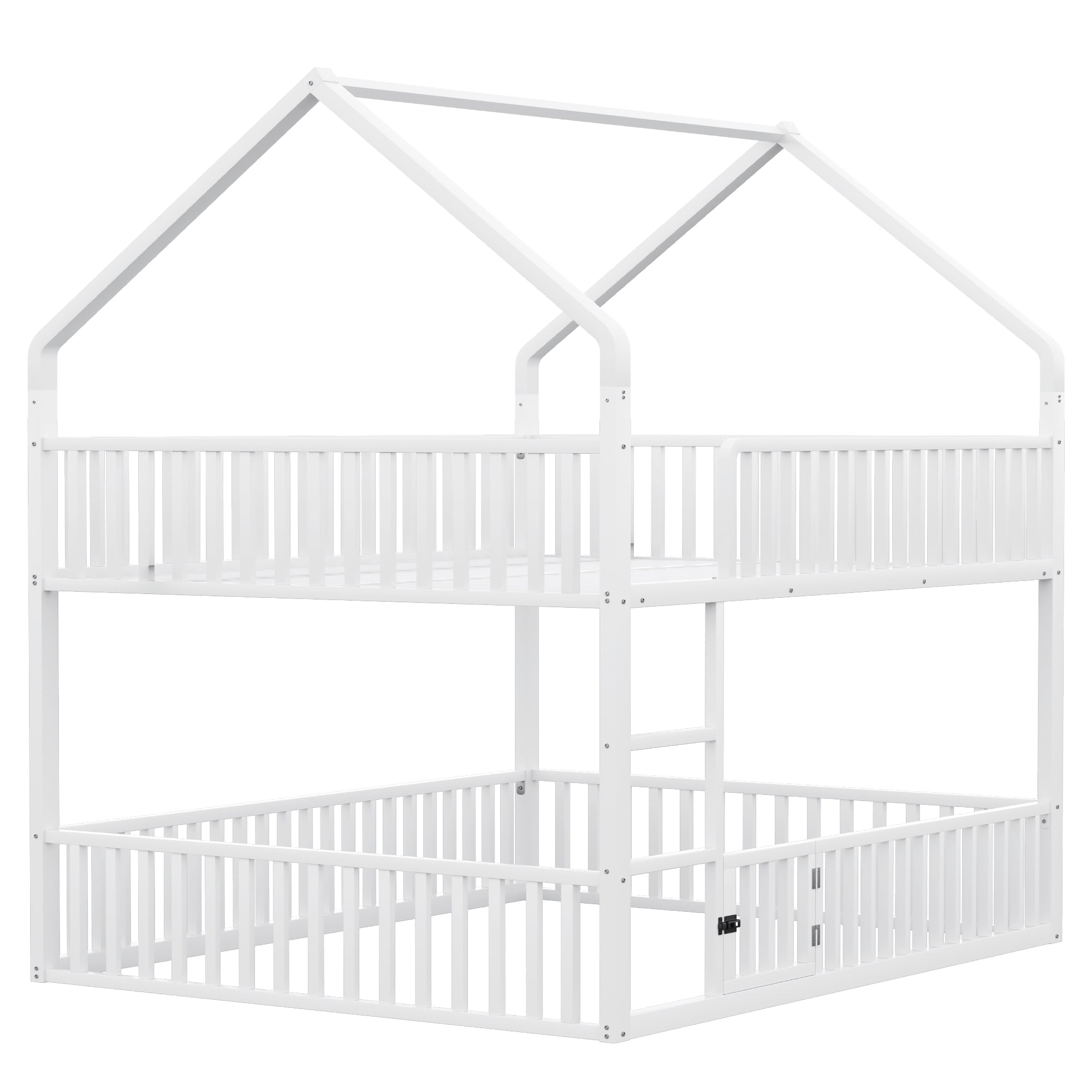 Logidon stapelbed 140x200 cm metalen hoogslaper witte trap familiebed