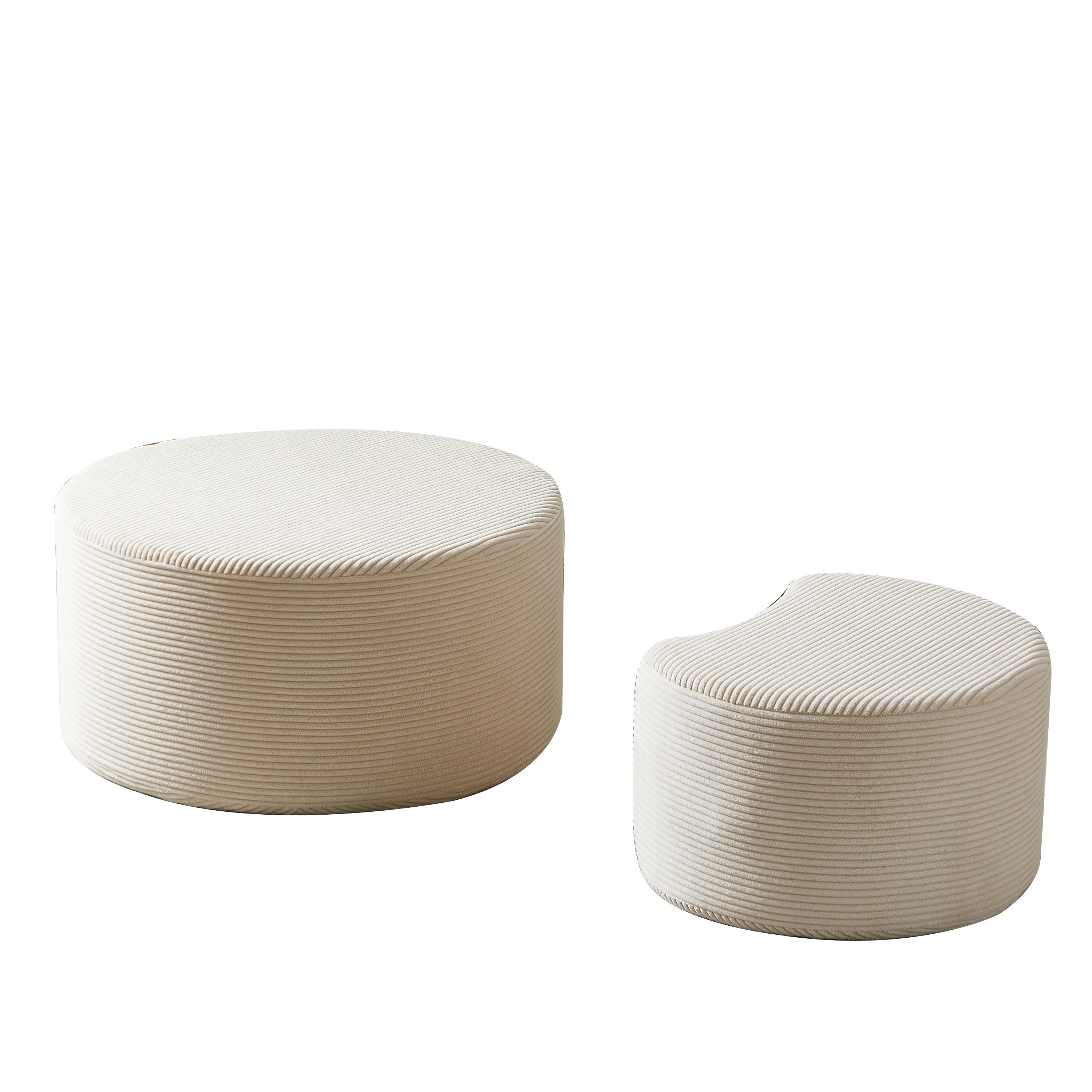 Logidon salontafelset van 2 rond gewatteerde beige stof