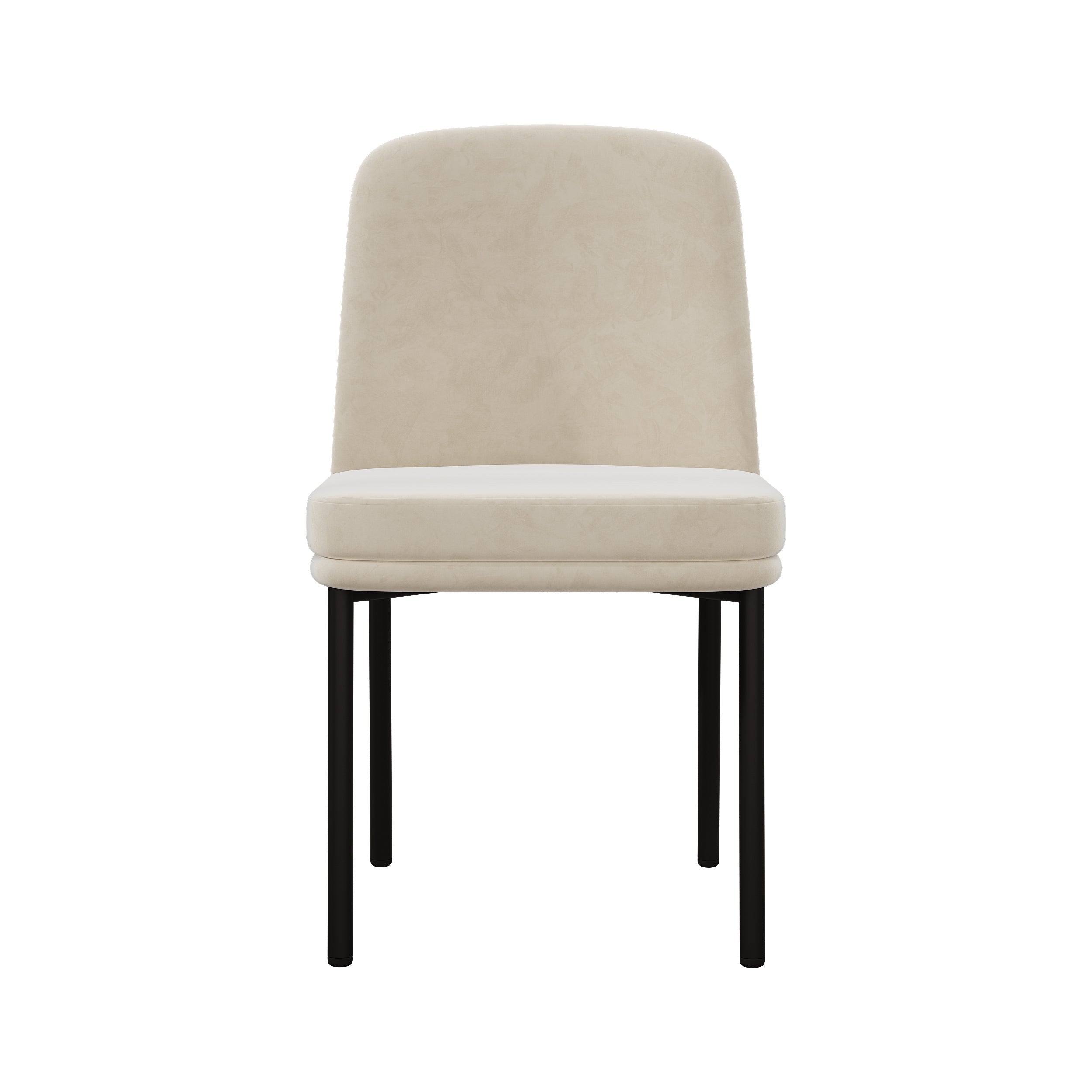 Logidon eetkamerstoelen set van 2 beige fluwelen dikke zitkussens metalen poten