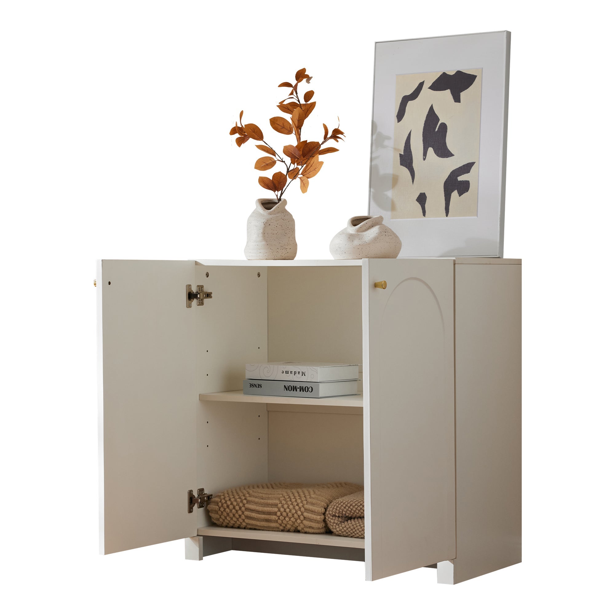 Logidon sideboard cream white 80x40x80 cm two doors highboard