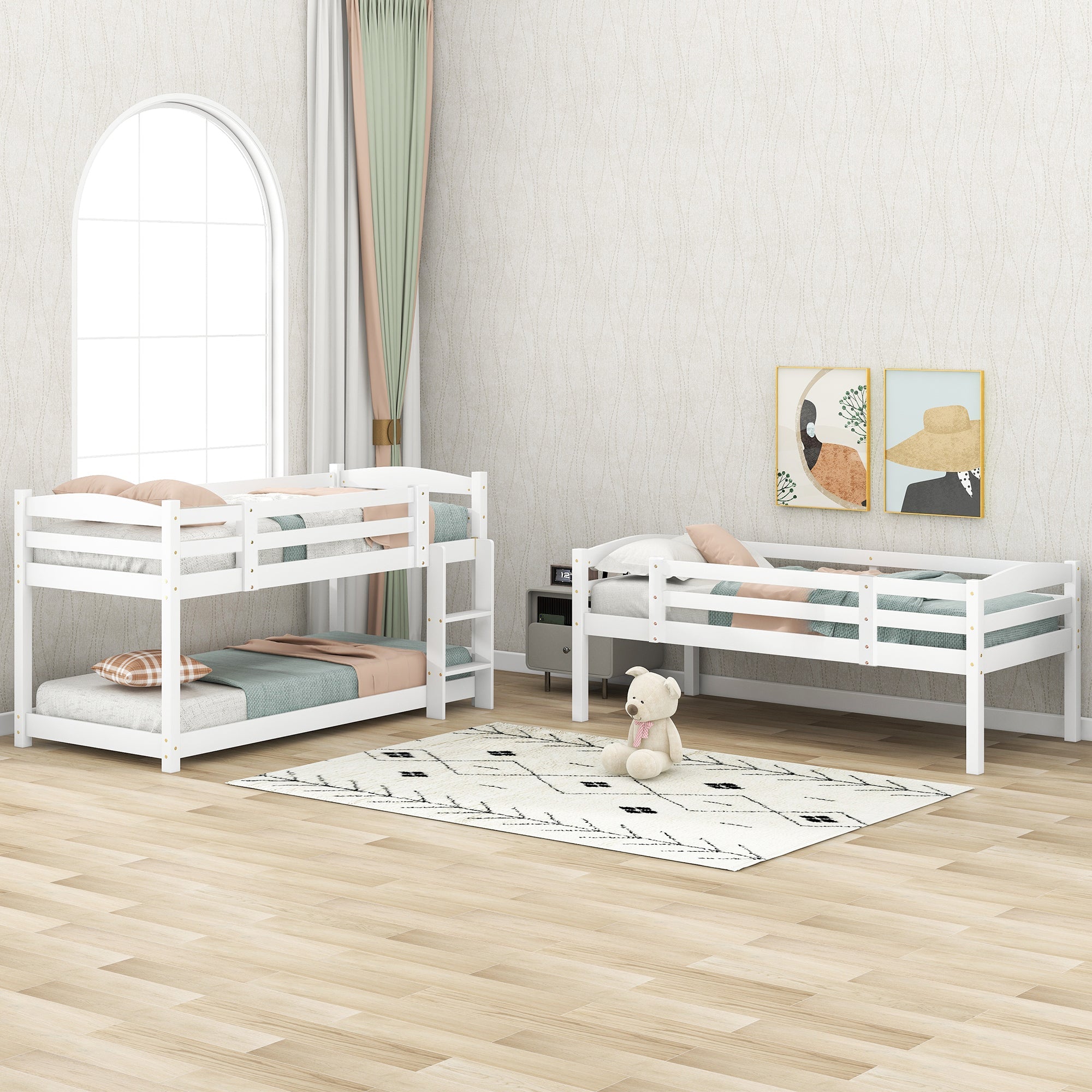 Logidon 3-persoonsstapelbed 90x200 cm wit hout - zonder matras