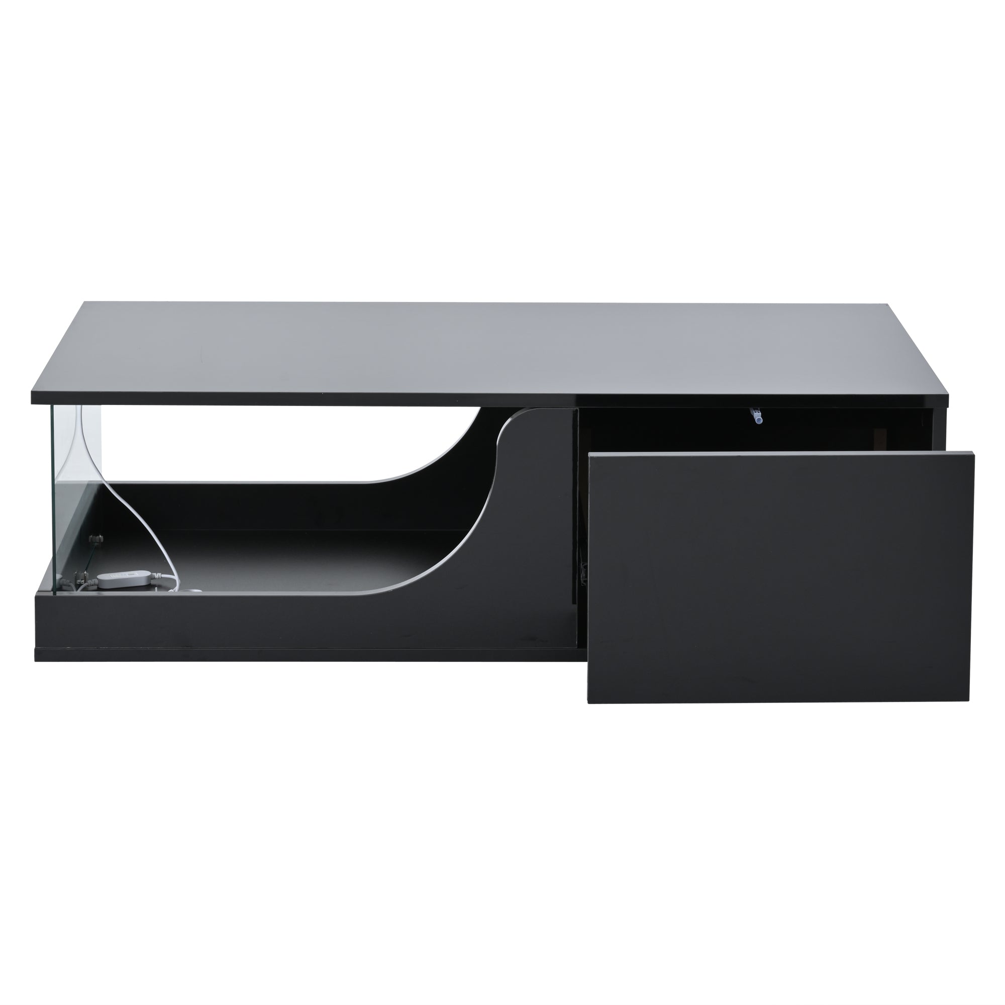 Logidon Zwarte hoogglans salontafel 100x50x30 cm LED-verlichting