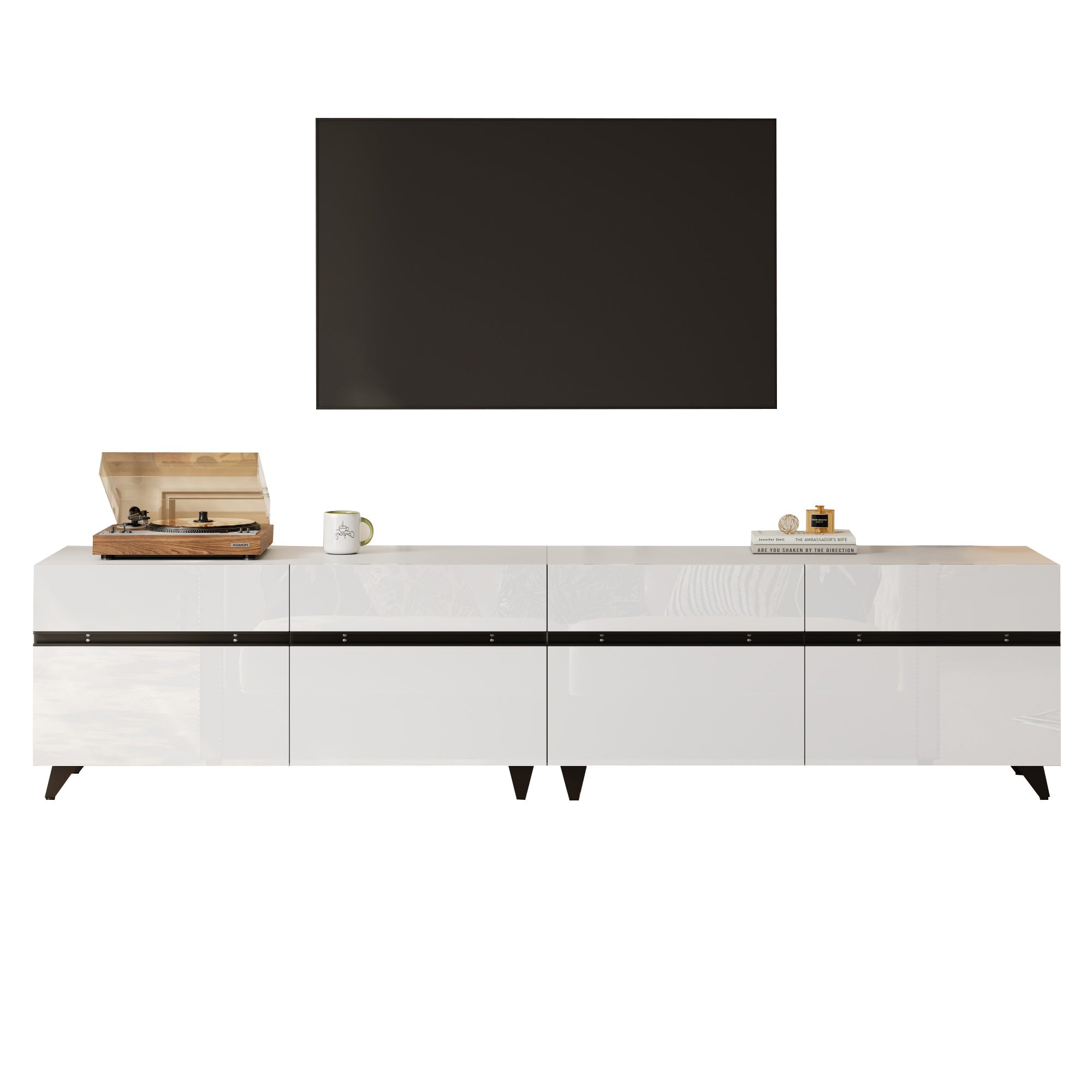 Logidon TV-meubel 180x40x49 cm wit hoogglans 4 kasten