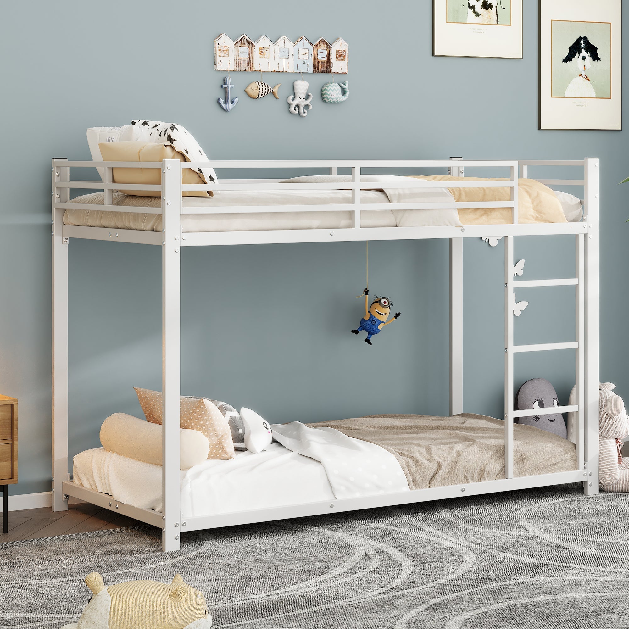 Logidon stapelbed 90x200 metaal wit klassieke vorm