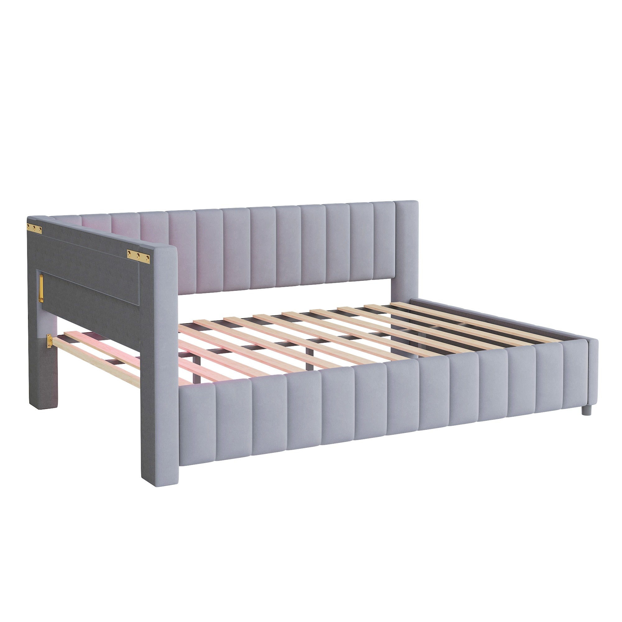 Logidon sofa bed 140x200 gray with LED light and USB charging port