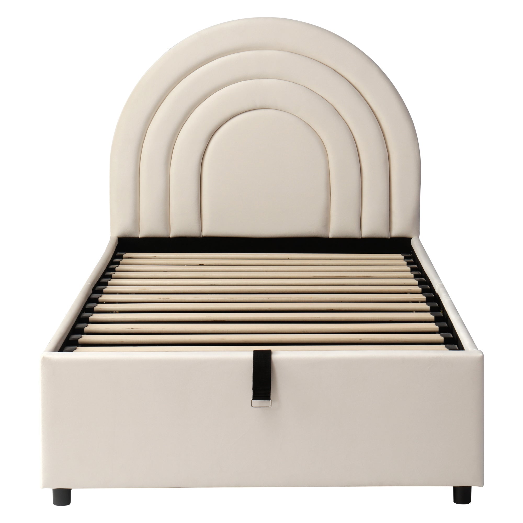 Logidon gestoffeerd bed 90x200 beige fluweel met lattenbodem