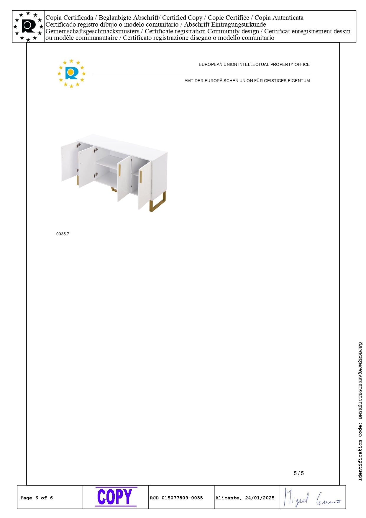 Logidon hoogglans dressoir wit 4 deuren geometrisch ontwerp 140x40x80