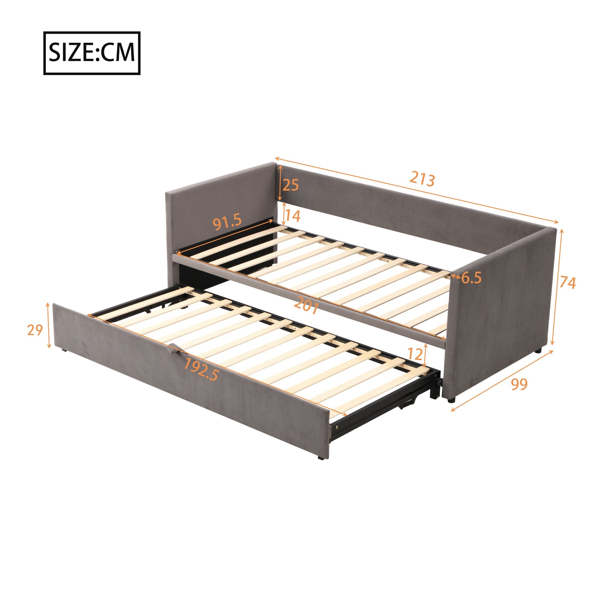 Logidon gestoffeerd bed slaapbank 90/180 x 200 cm grijs
