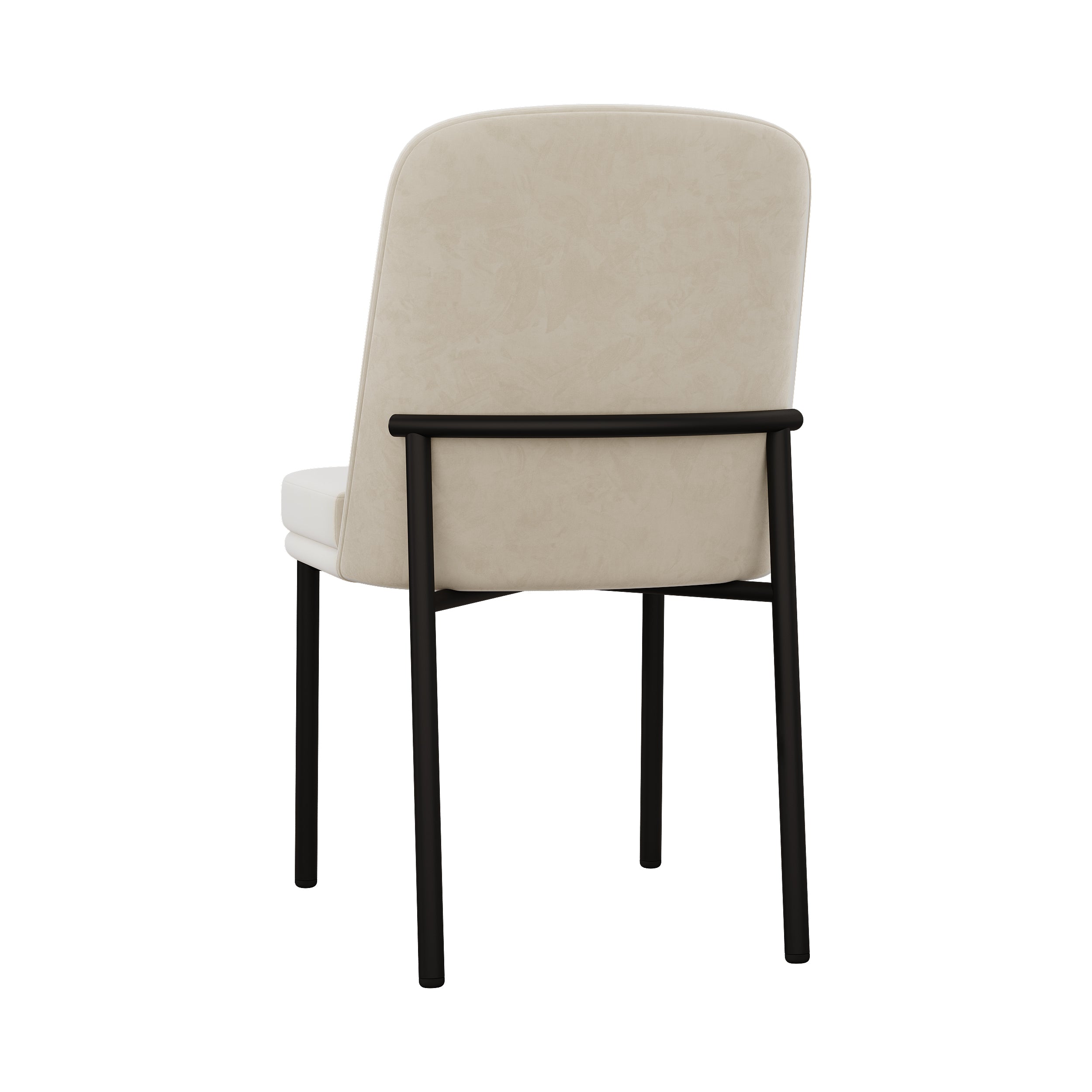 Logidon eetkamerstoelen set van 2 beige fluwelen dikke zitkussens metalen poten