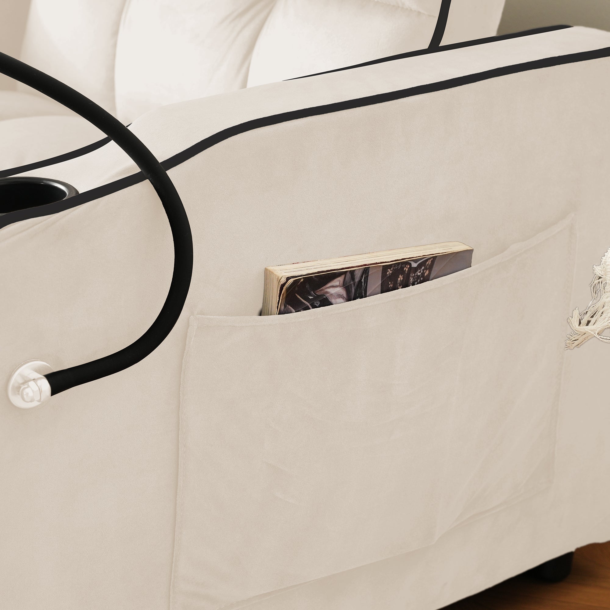 Logidon beige 3-in-1 uittrekbare slaapbank met bekerhouders