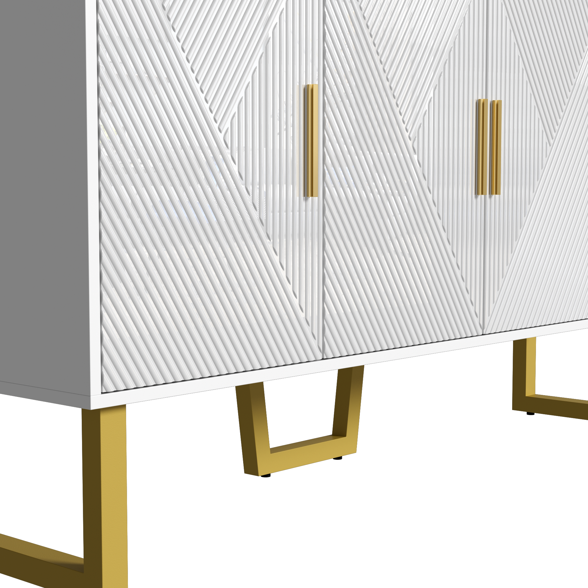 Logidon dressoir 4 deuren 150 cm wit hoogglans gouden handgrepen