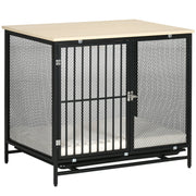 Logidon hondenkooi eiken zwart 80x55x71 cm hondenhok tafelblad