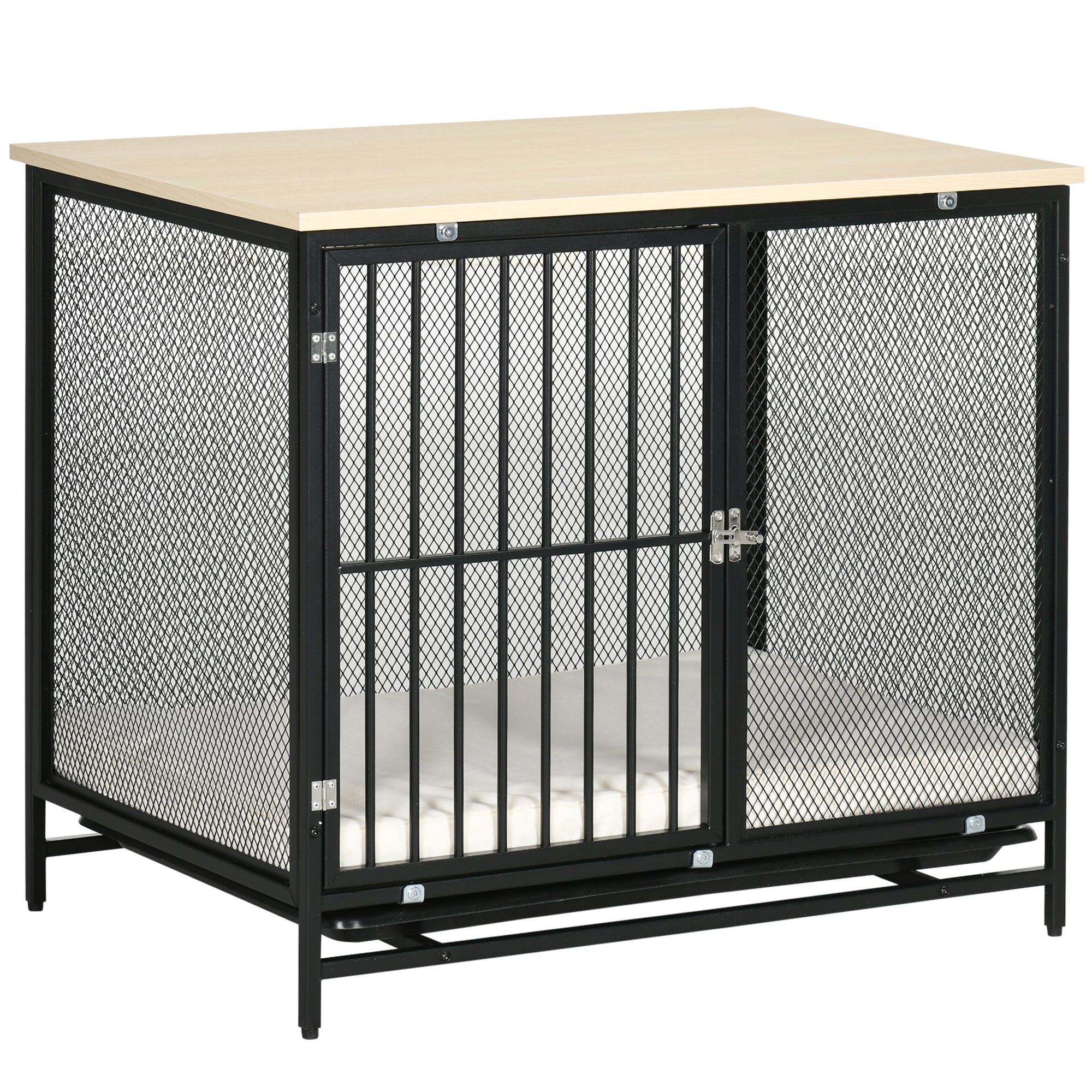 Logidon hondenkooi eiken zwart 80x55x71 cm hondenhok tafelblad